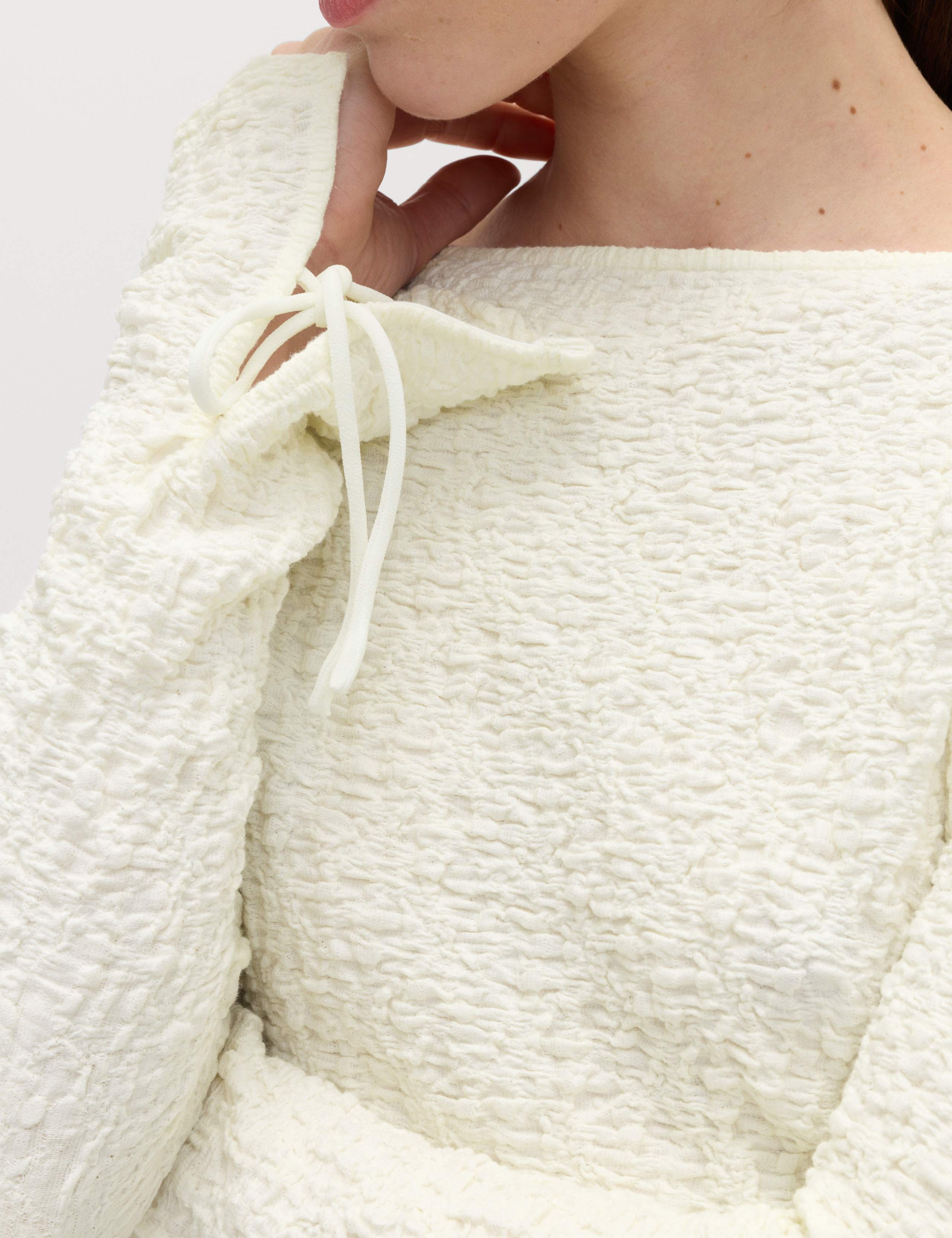 Textured Tie Cuff Long Sleeve Top 4 of 6