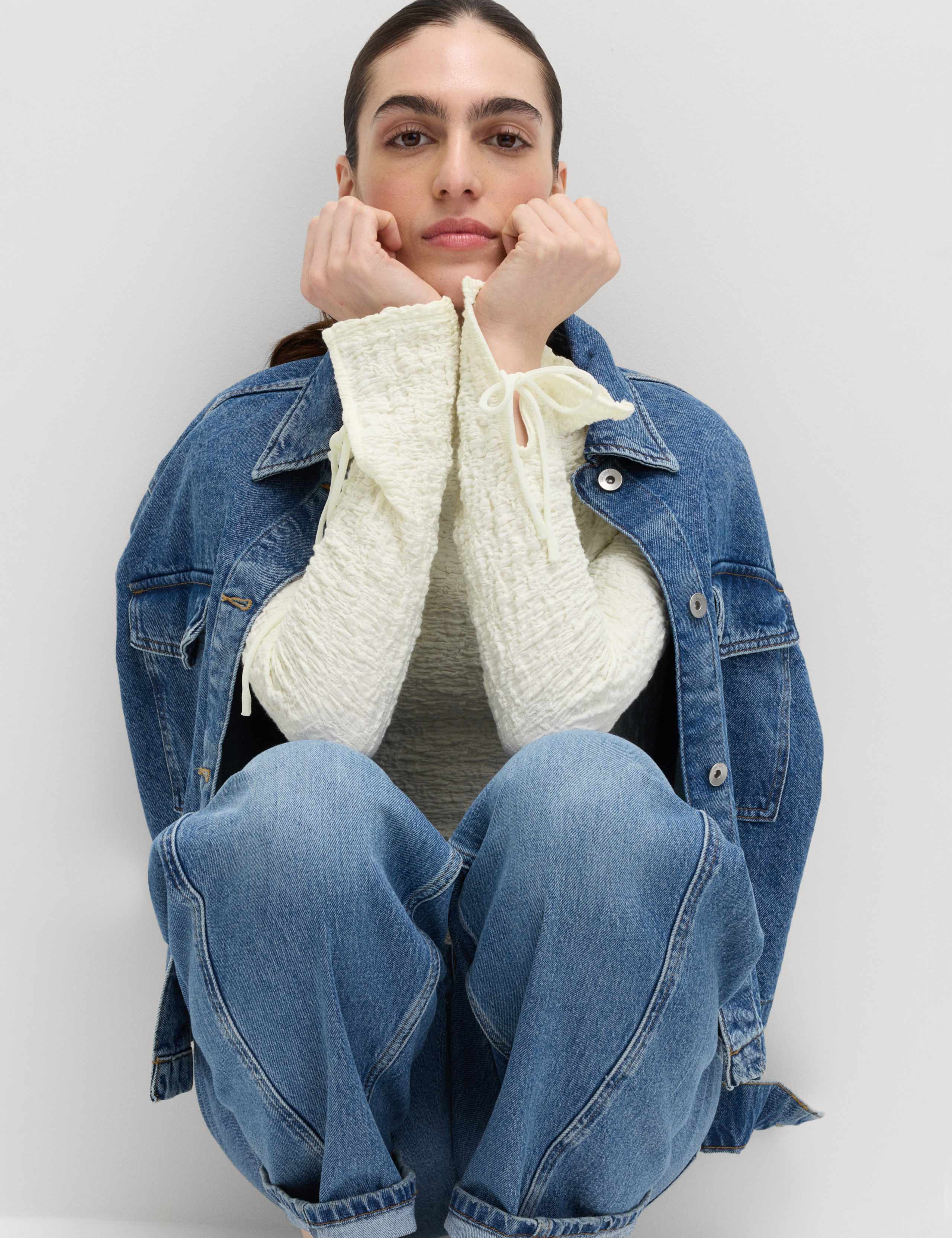 Textured Tie Cuff Long Sleeve Top 5 of 6