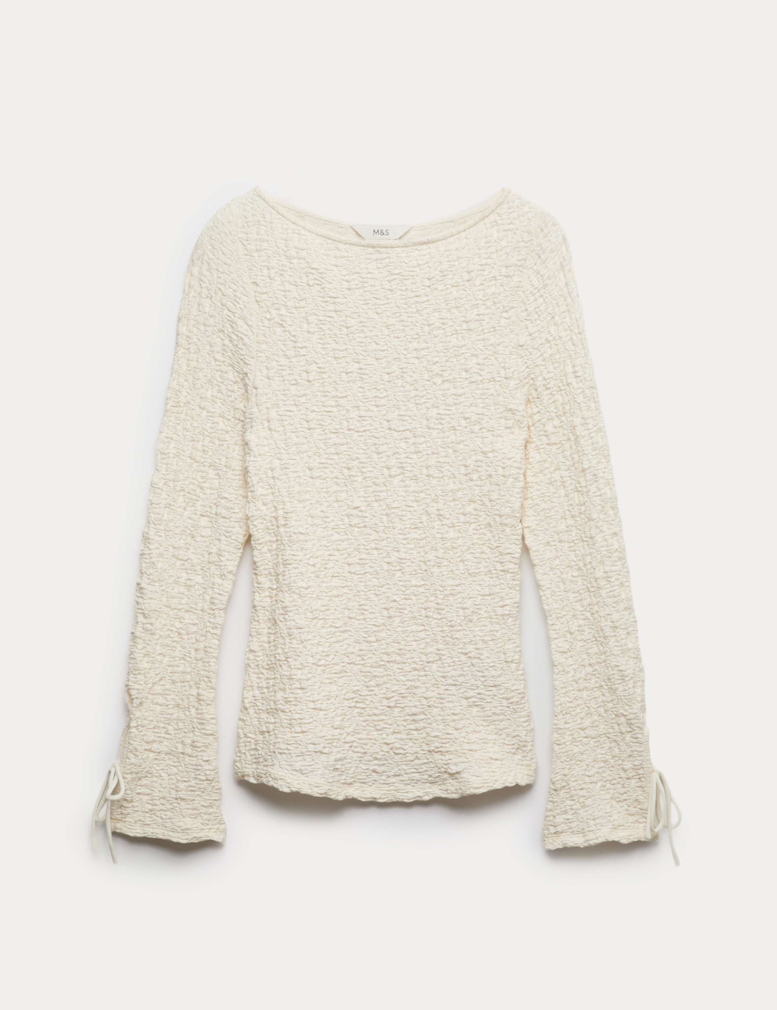 Cotton Rich Textured Tie Cuff Top 2 of 6