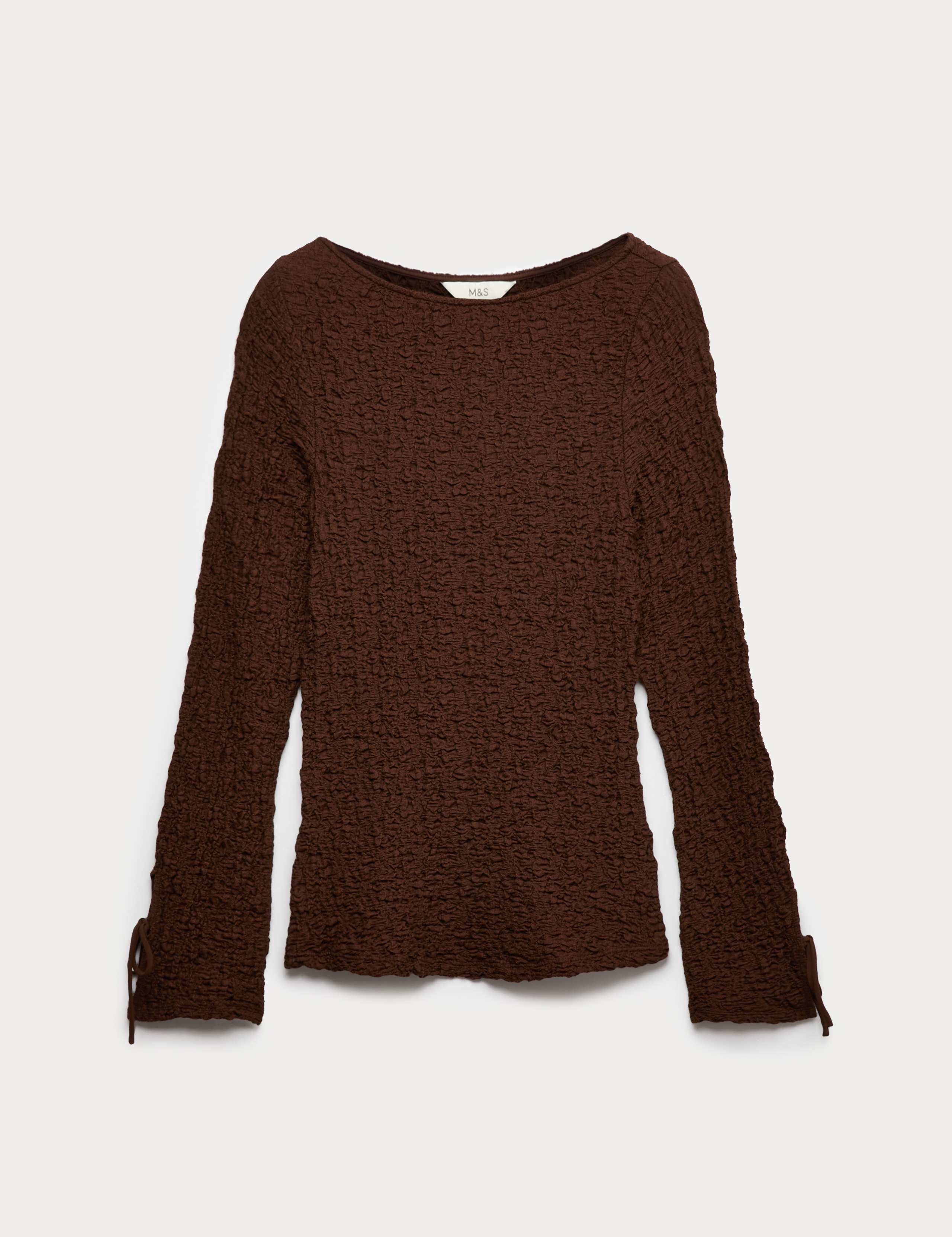 Cotton Rich Textured Tie Cuff Top 2 of 5