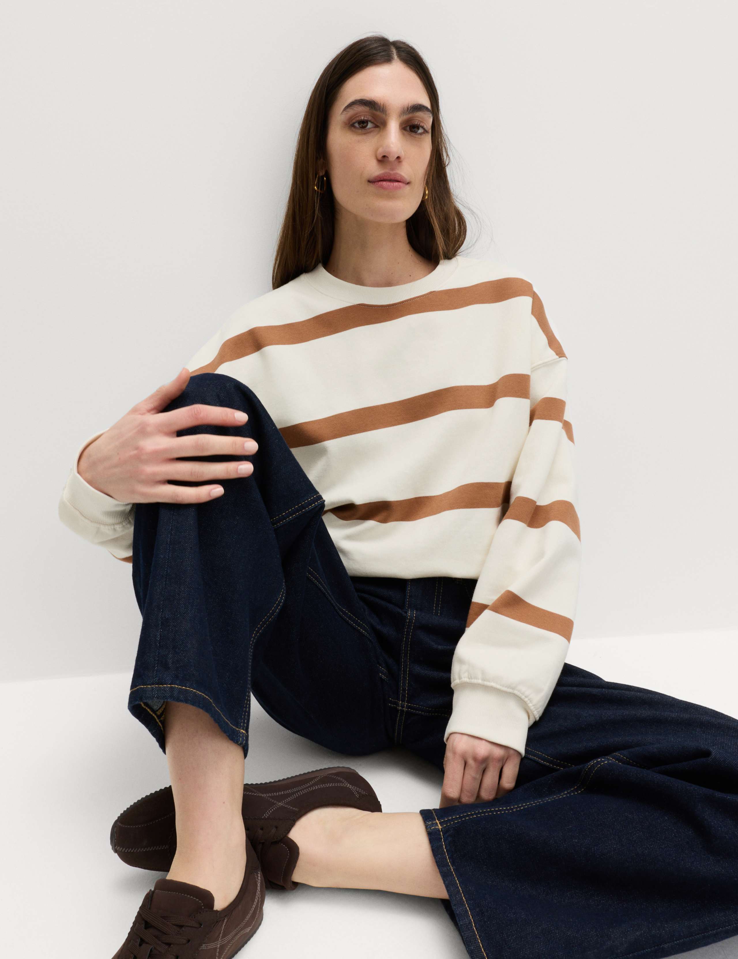 Cotton Rich Striped Long Sleeve Sweatshirt 6 of 6
