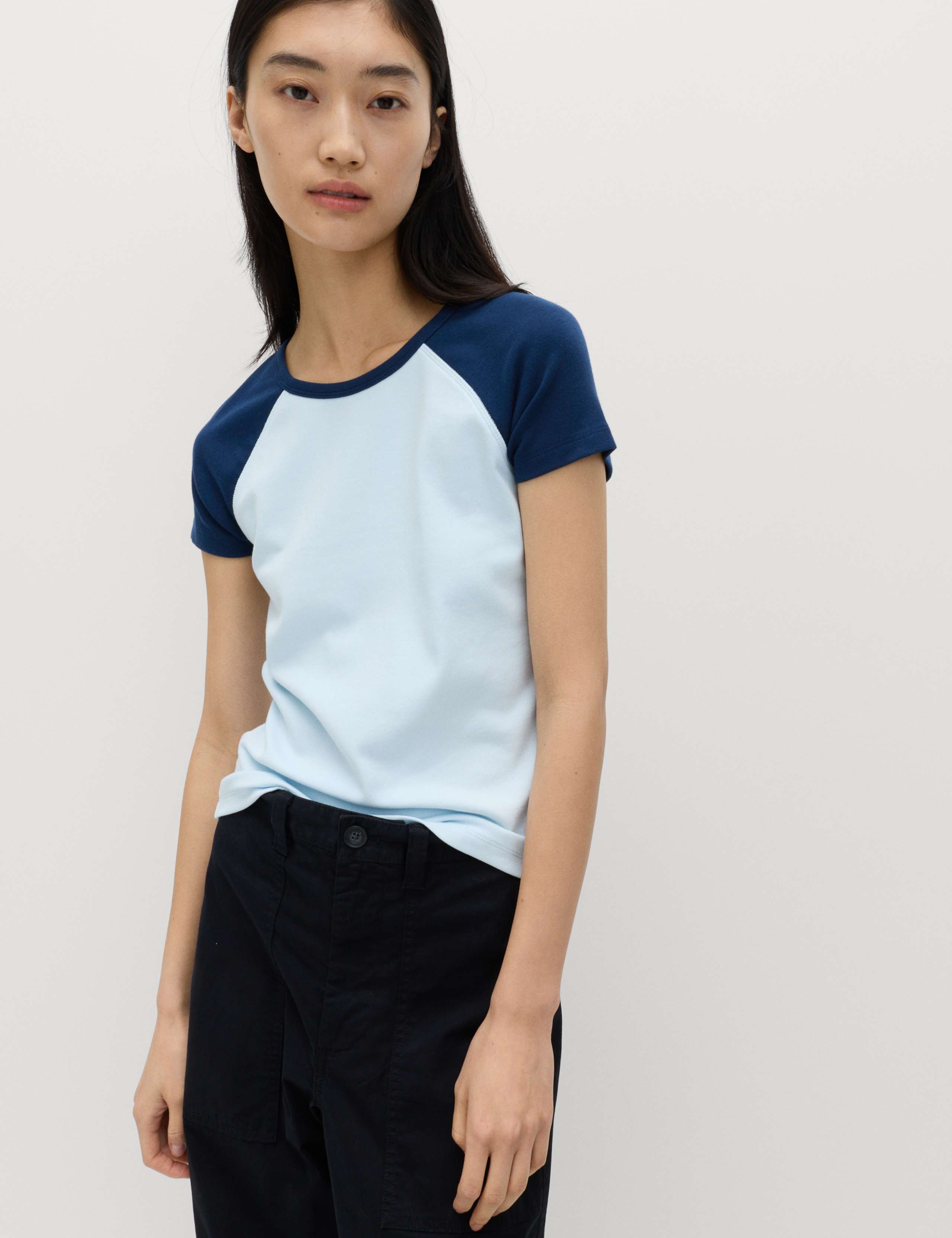 Cotton Rich Short Raglan Sleeve T-Shirt 1 of 4