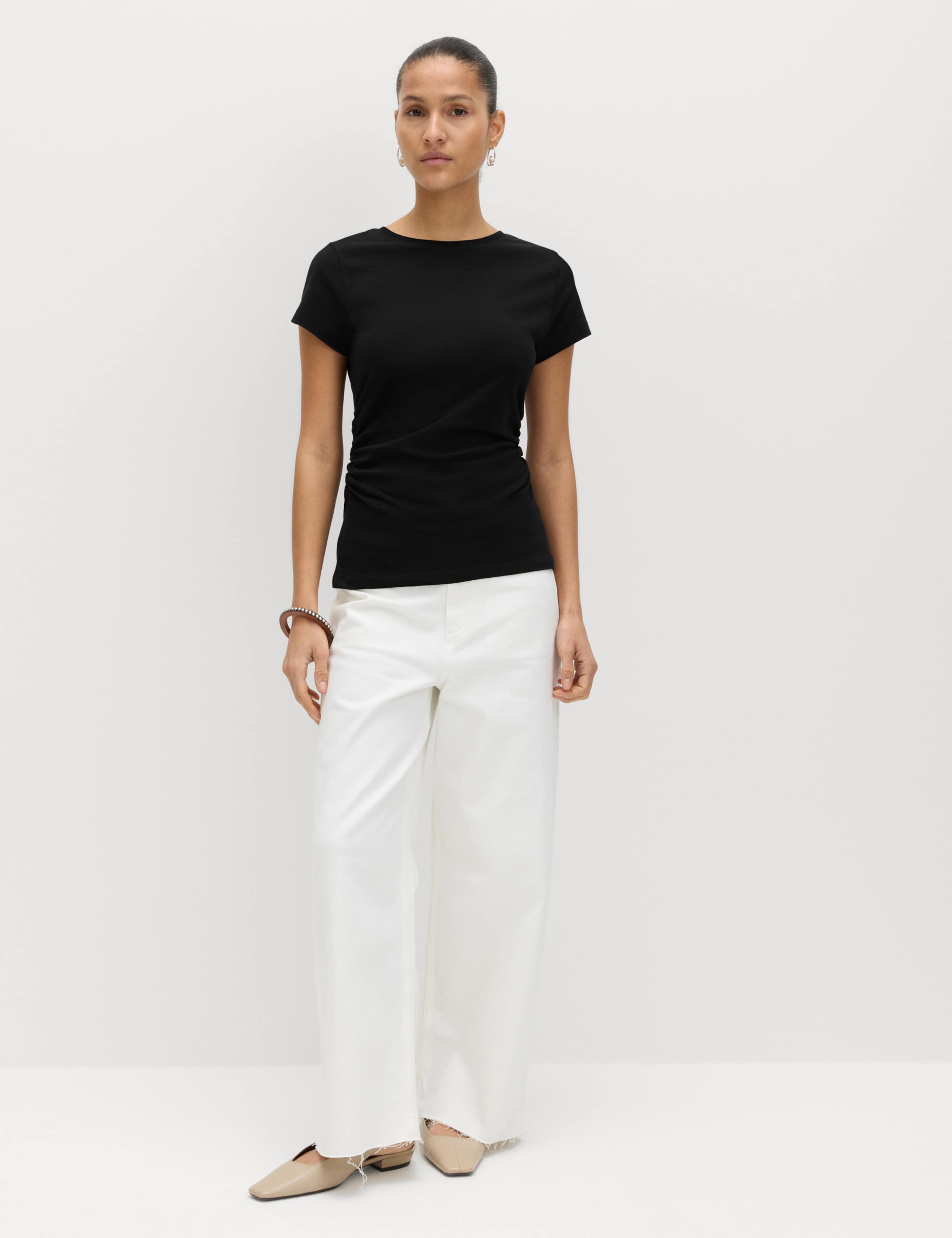 Pure Cotton Ruched T-Shirt 3 of 5