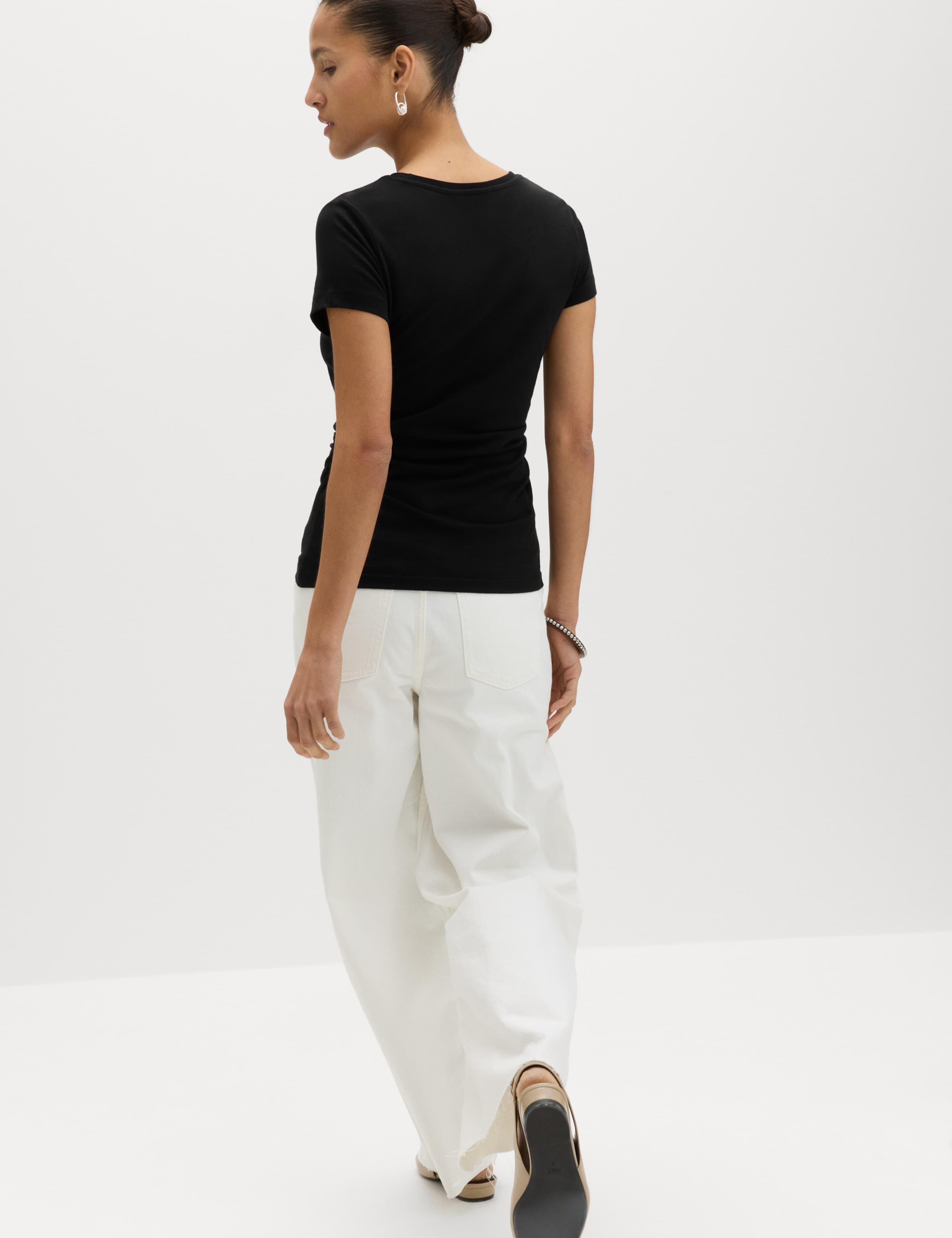 Pure Cotton Slim Fit Ruched T-Shirt 5 of 5