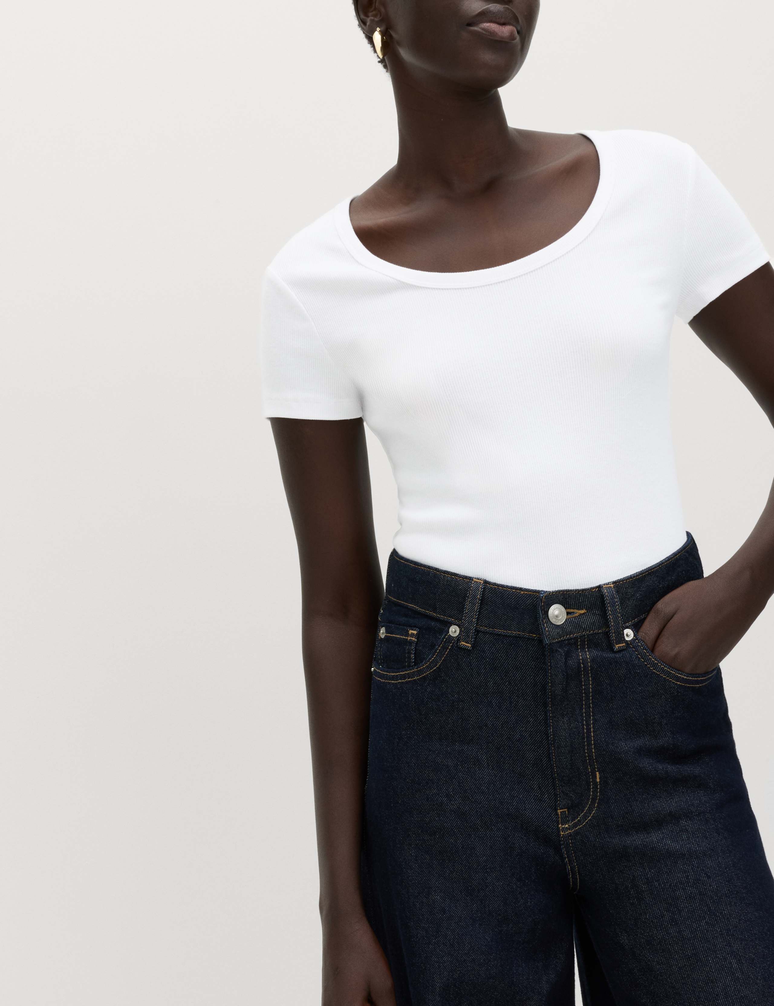 Cotton Rich Scoop Neck Slim Fit T-Shirt 1 of 5