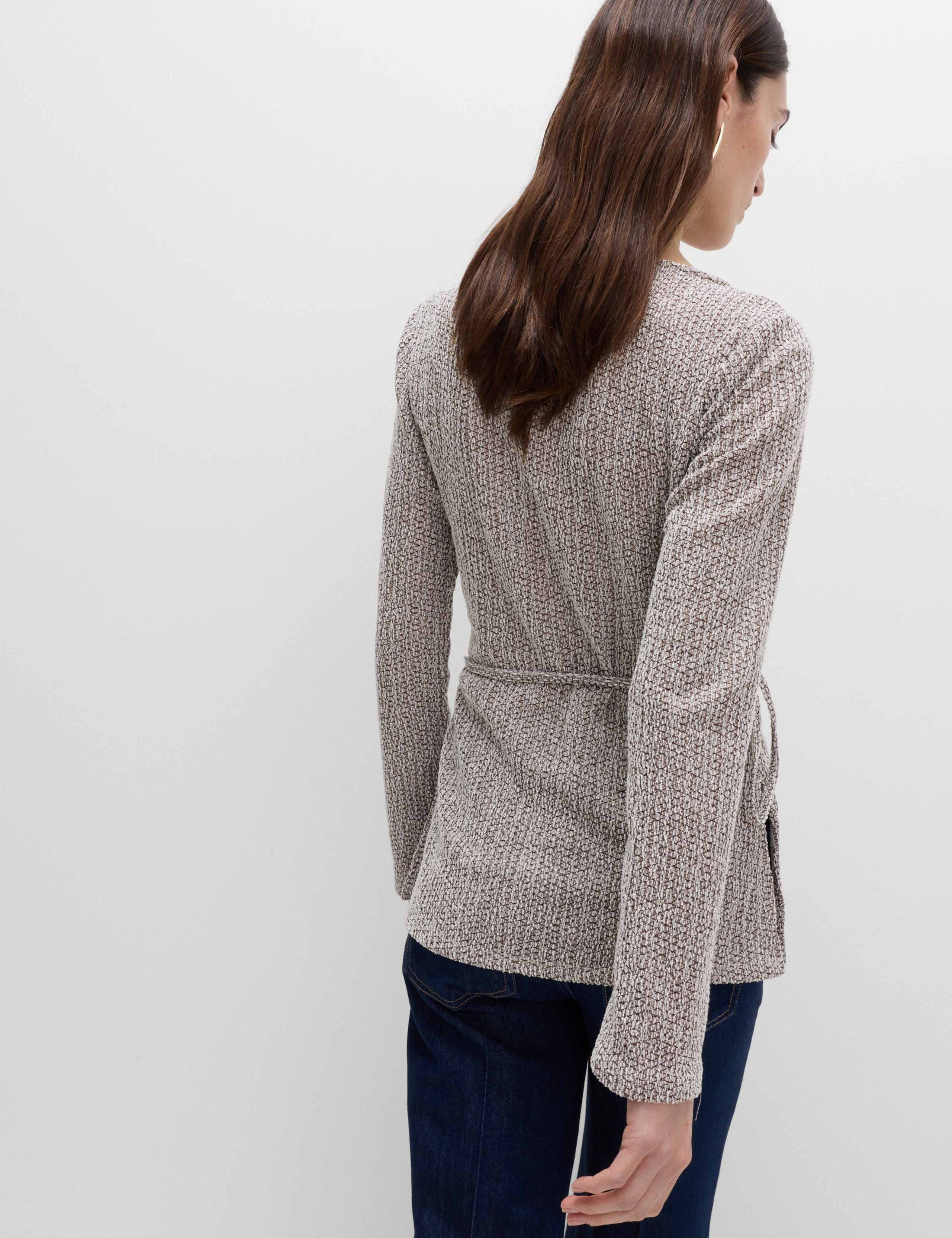 Textured Tie Waist Long Sleeve Top 4 of 5