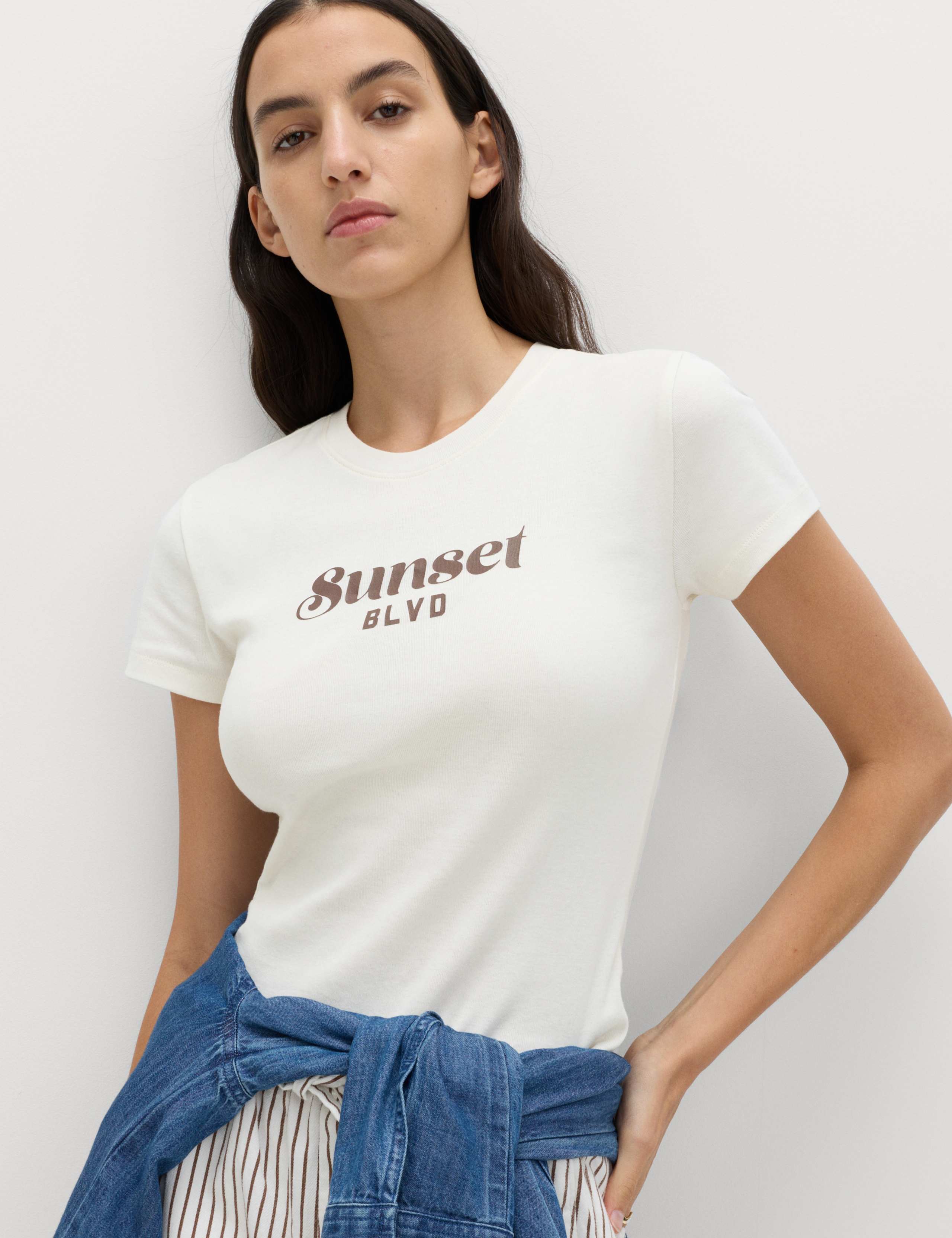 Pure Cotton Slogan Slim Fit T-Shirt 5 of 5