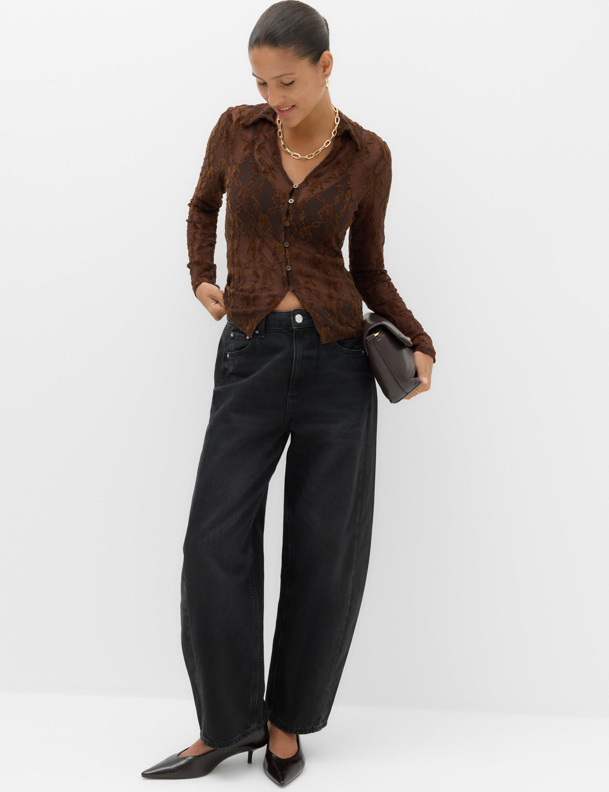 Flocked Button Through Shirt 4 of 5