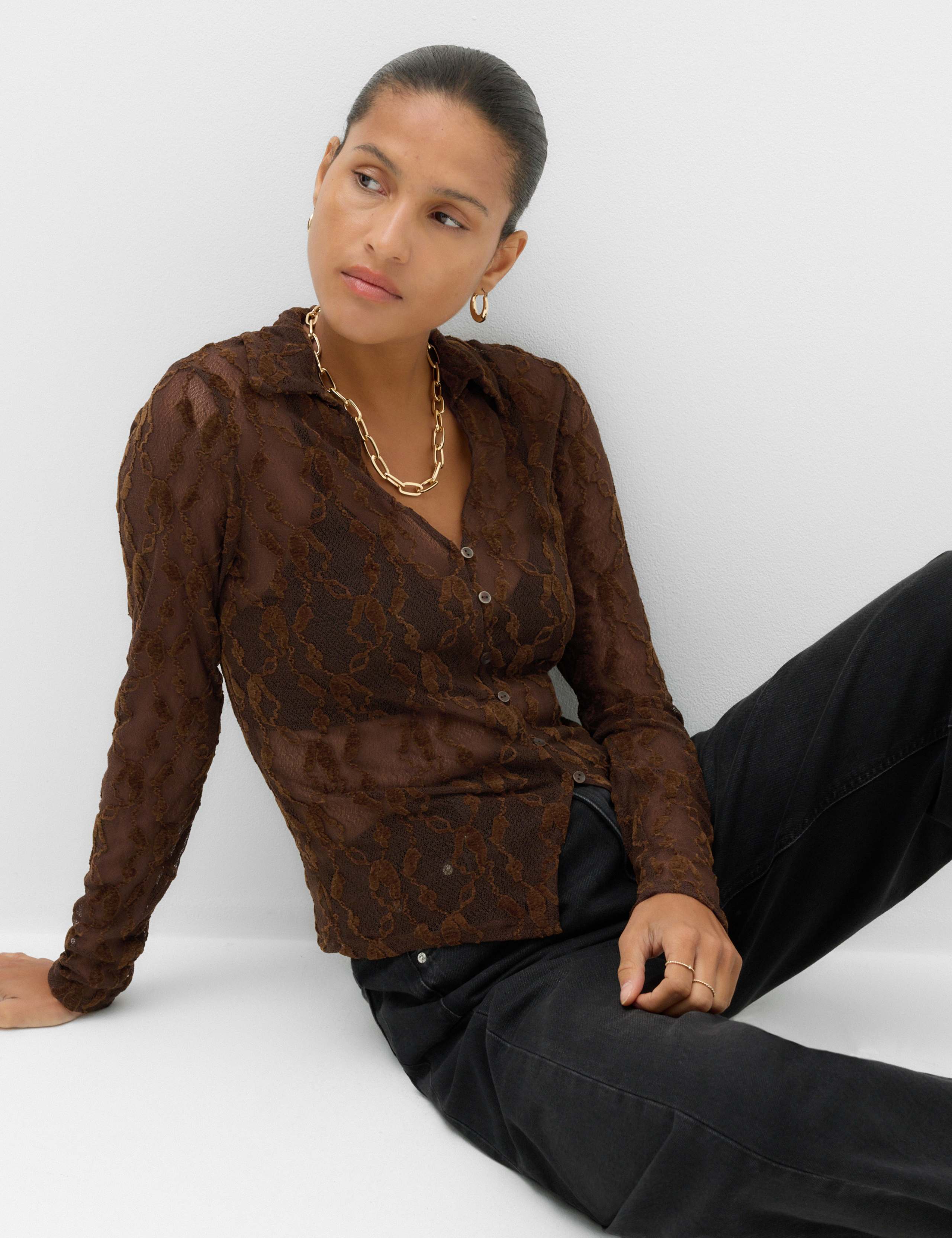 Flocked Button Through Shirt 5 of 5