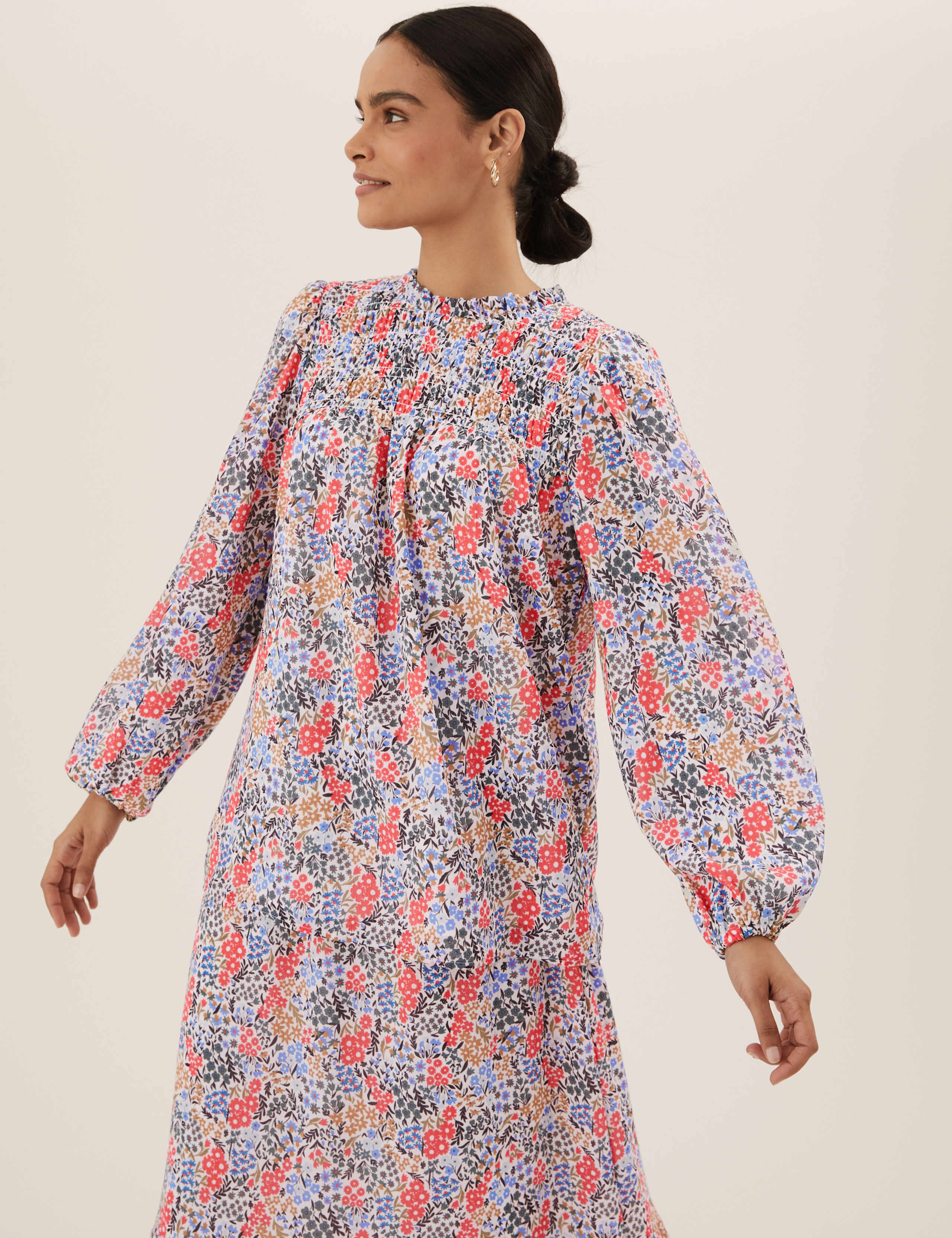 Ditsy Floral Smocked Long Sleeve Blouse 4 of 6