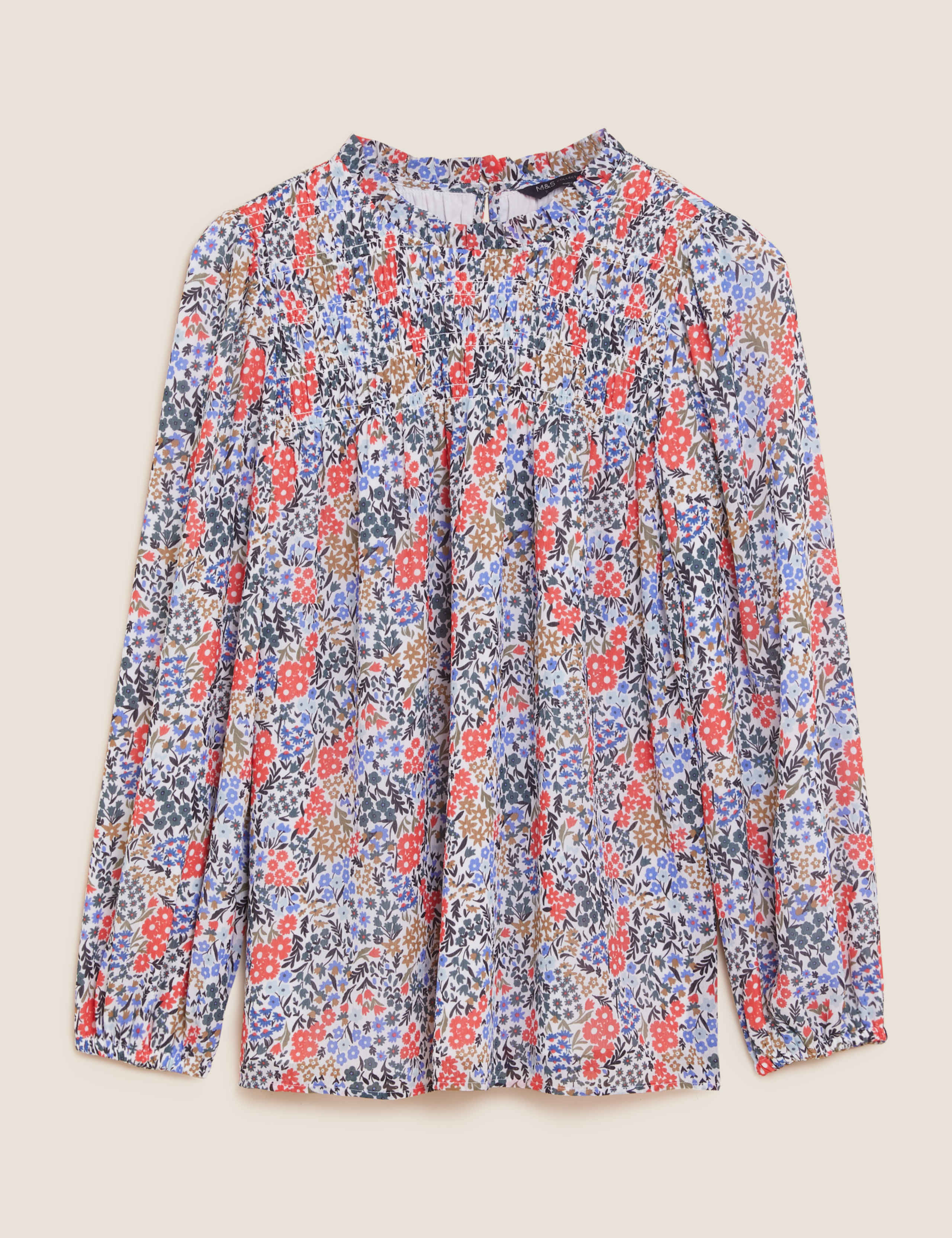 Ditsy Floral Smocked Long Sleeve Blouse 2 of 6