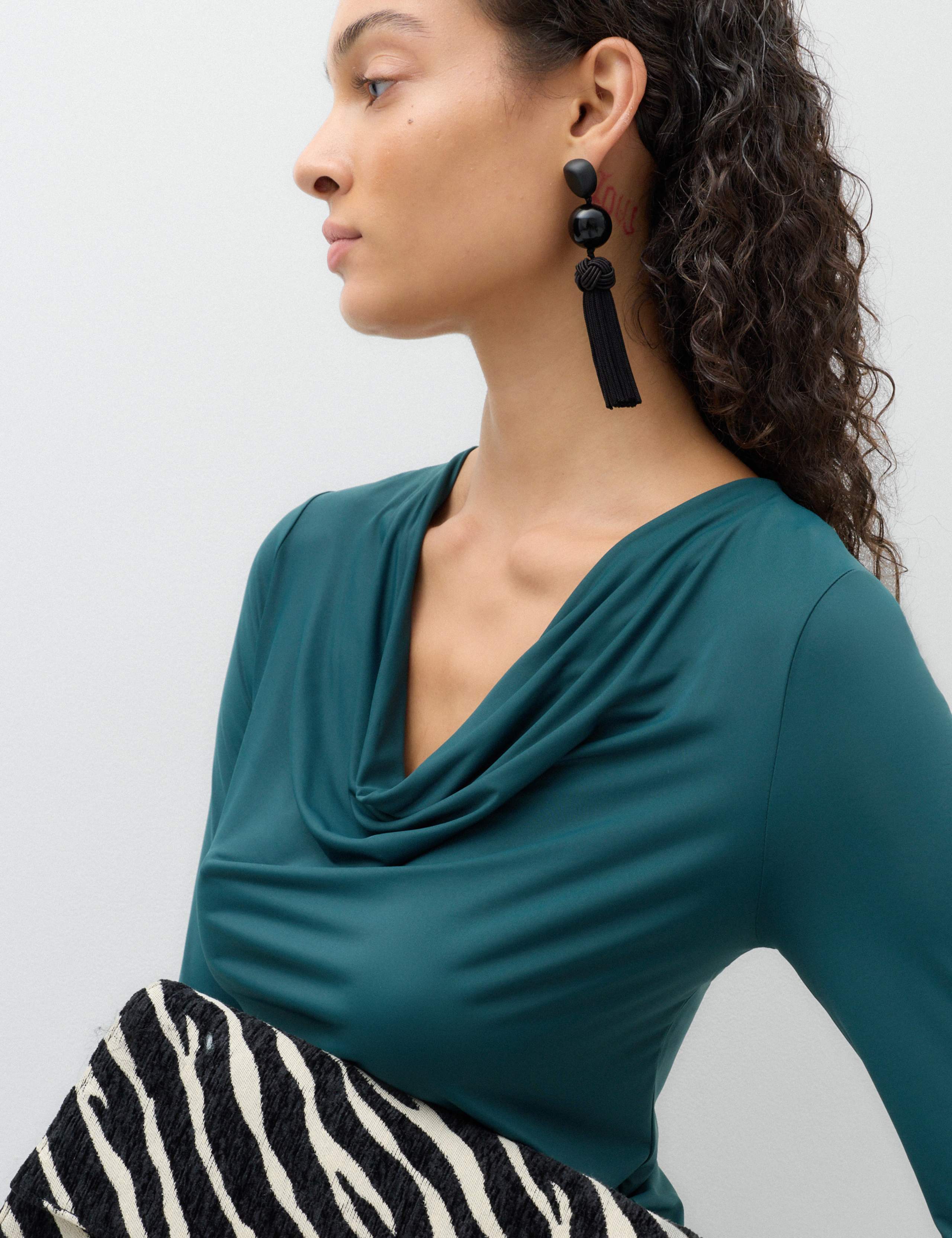 Cowl Neck Long Sleeve Drape Top 3 of 6