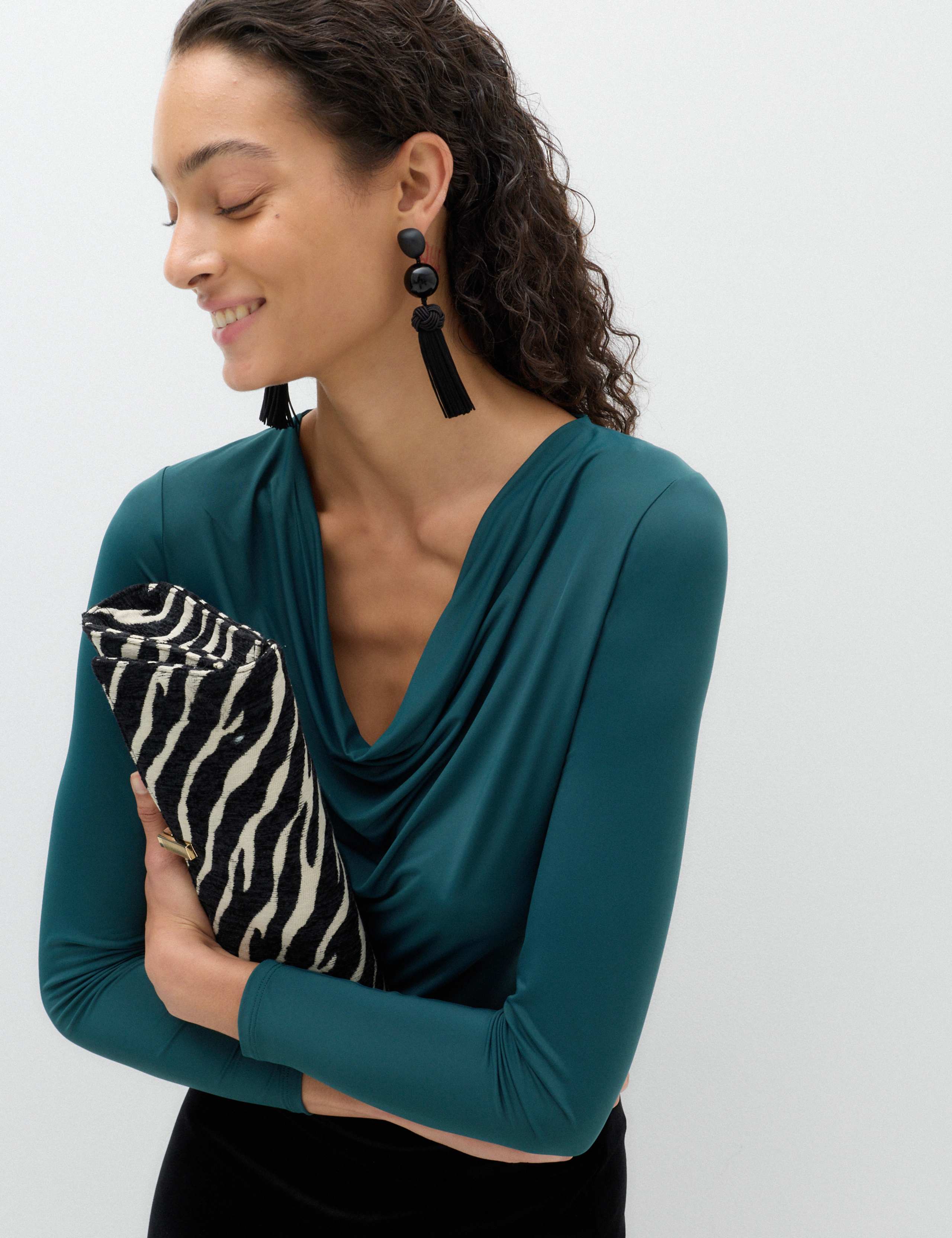 Cowl Neck Long Sleeve Drape Top 6 of 6