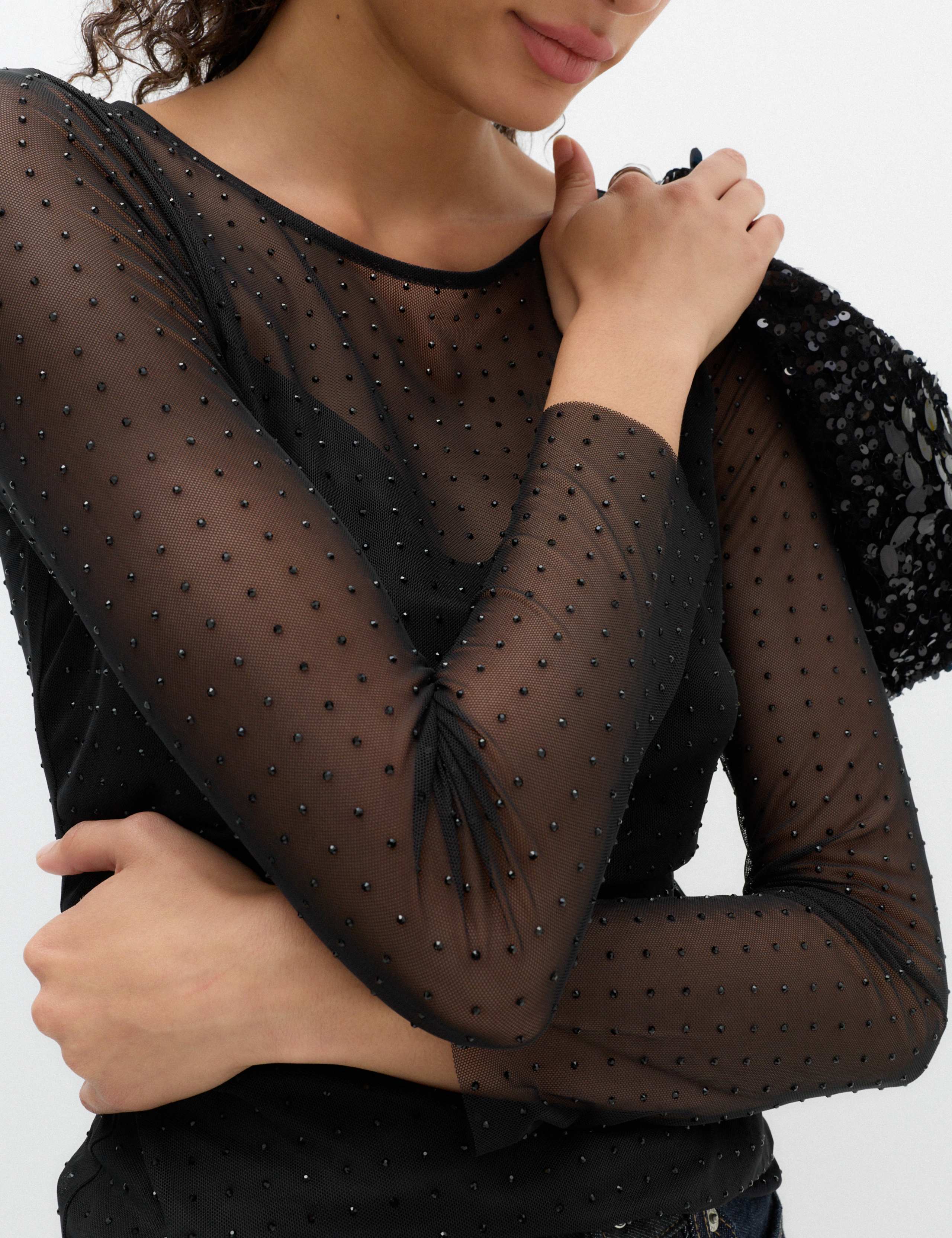 Mesh Sparkly Regular Fit Top 3 of 6