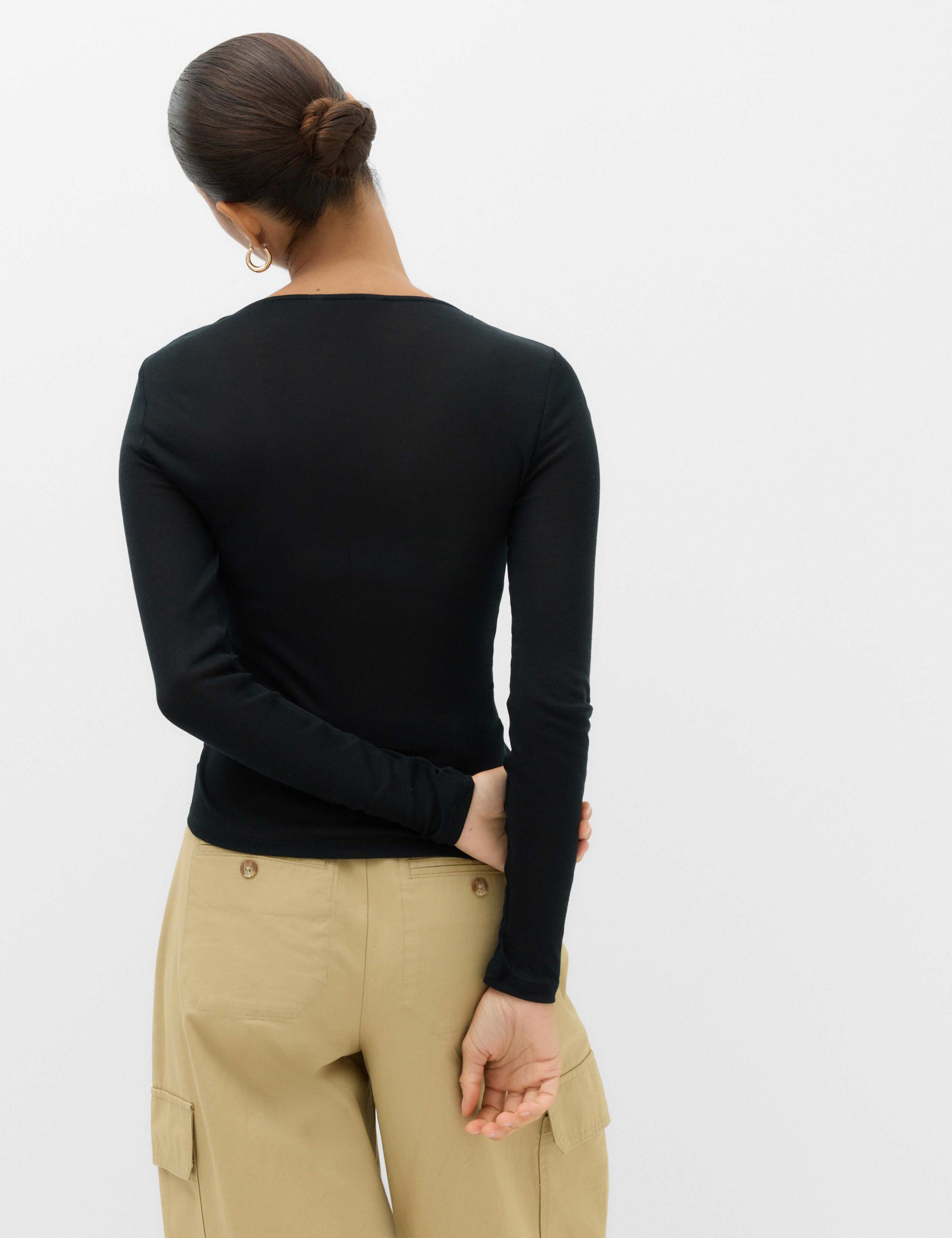 Tie Shoulder Long Sleeve Top With Wool 3 of 6