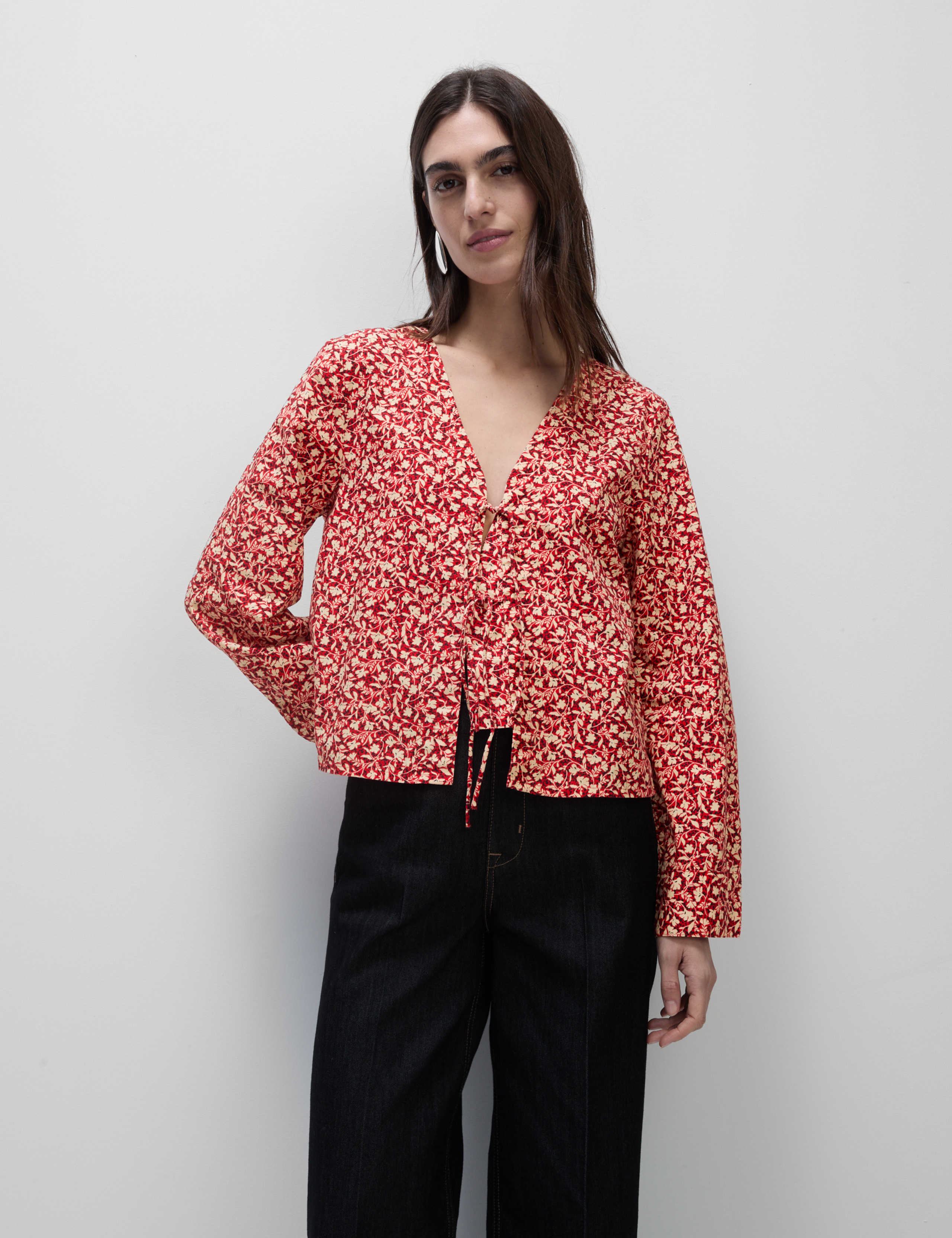 Pure Cotton Printed Tie Front Top 3 of 6