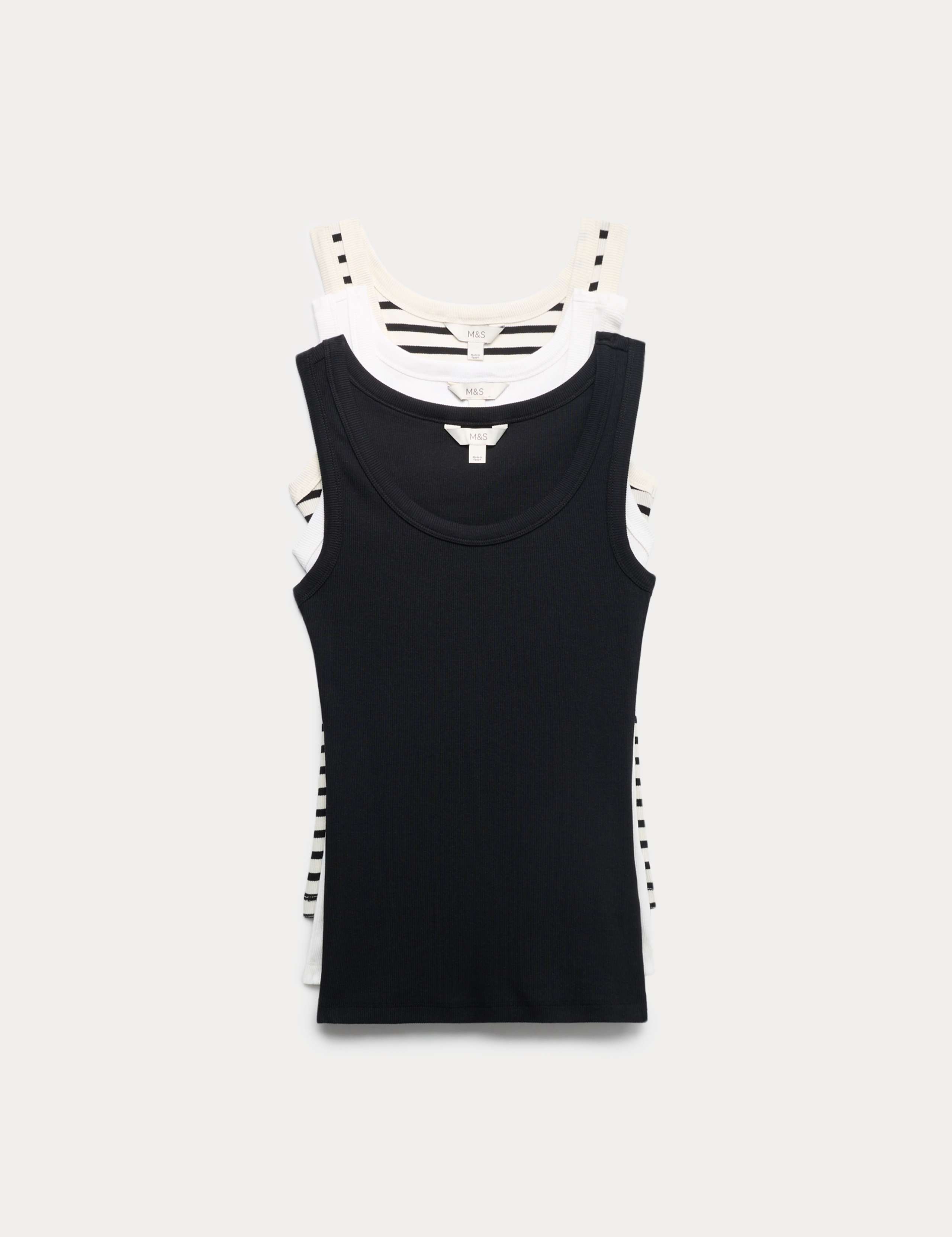 3 Pack Cotton Rich Ribbed Vest Tops 1 of 1