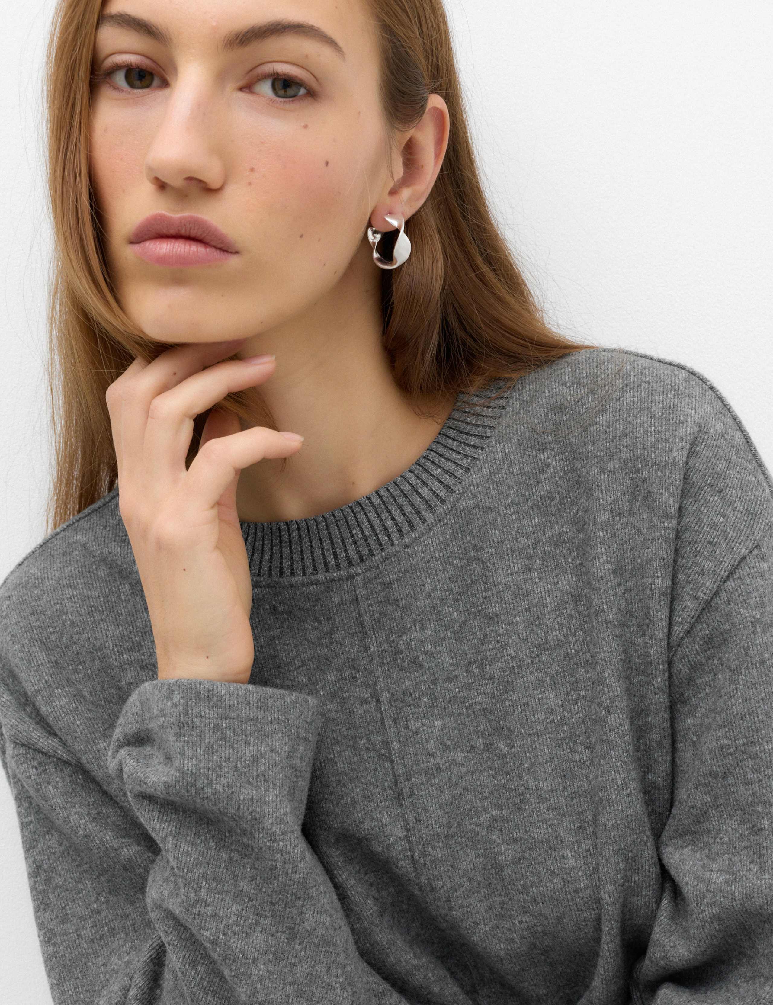 Textured Crew Neck Cosy Sweatshirt 3 of 5