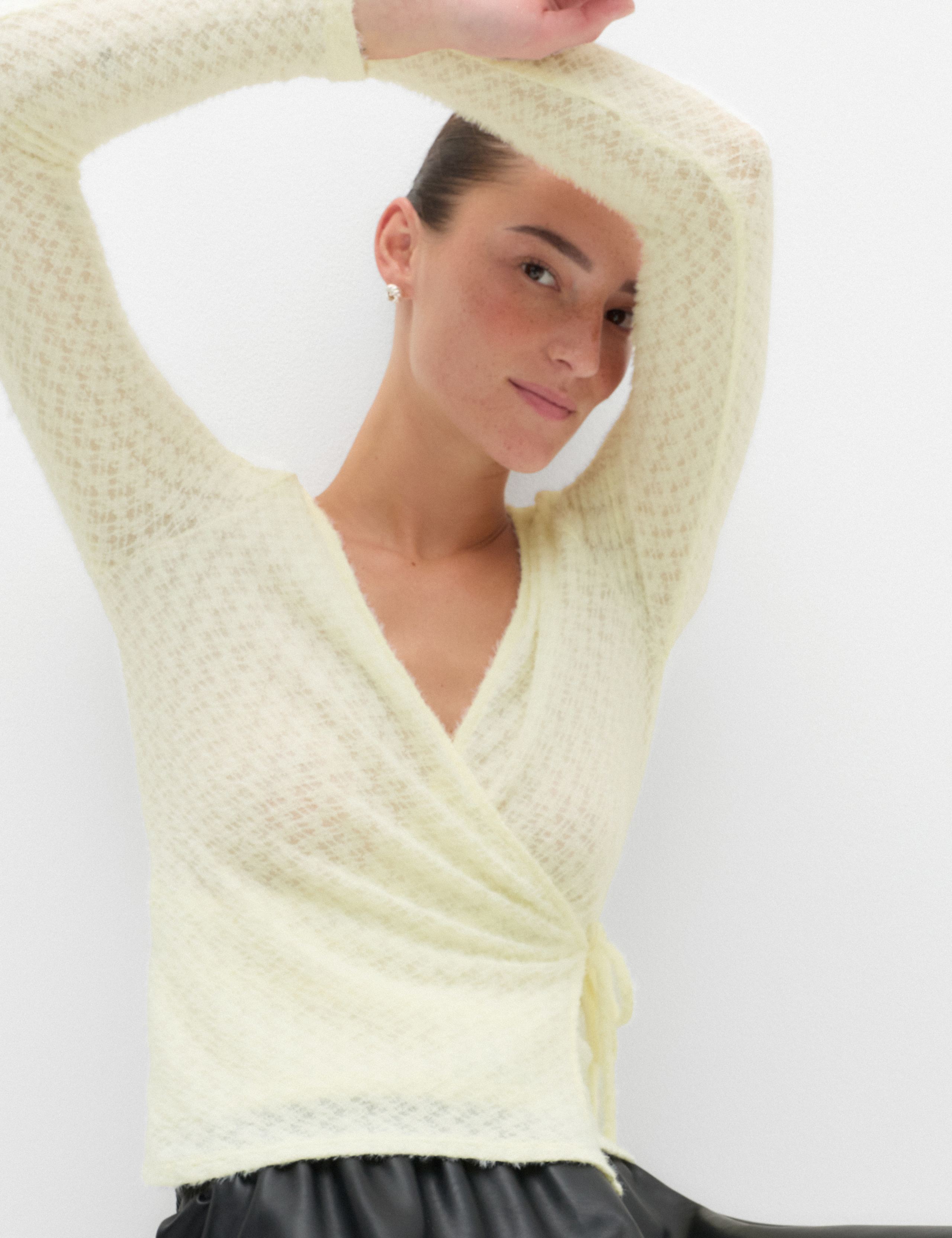 Textured V Neck Cosy Wrap Top 5 of 6