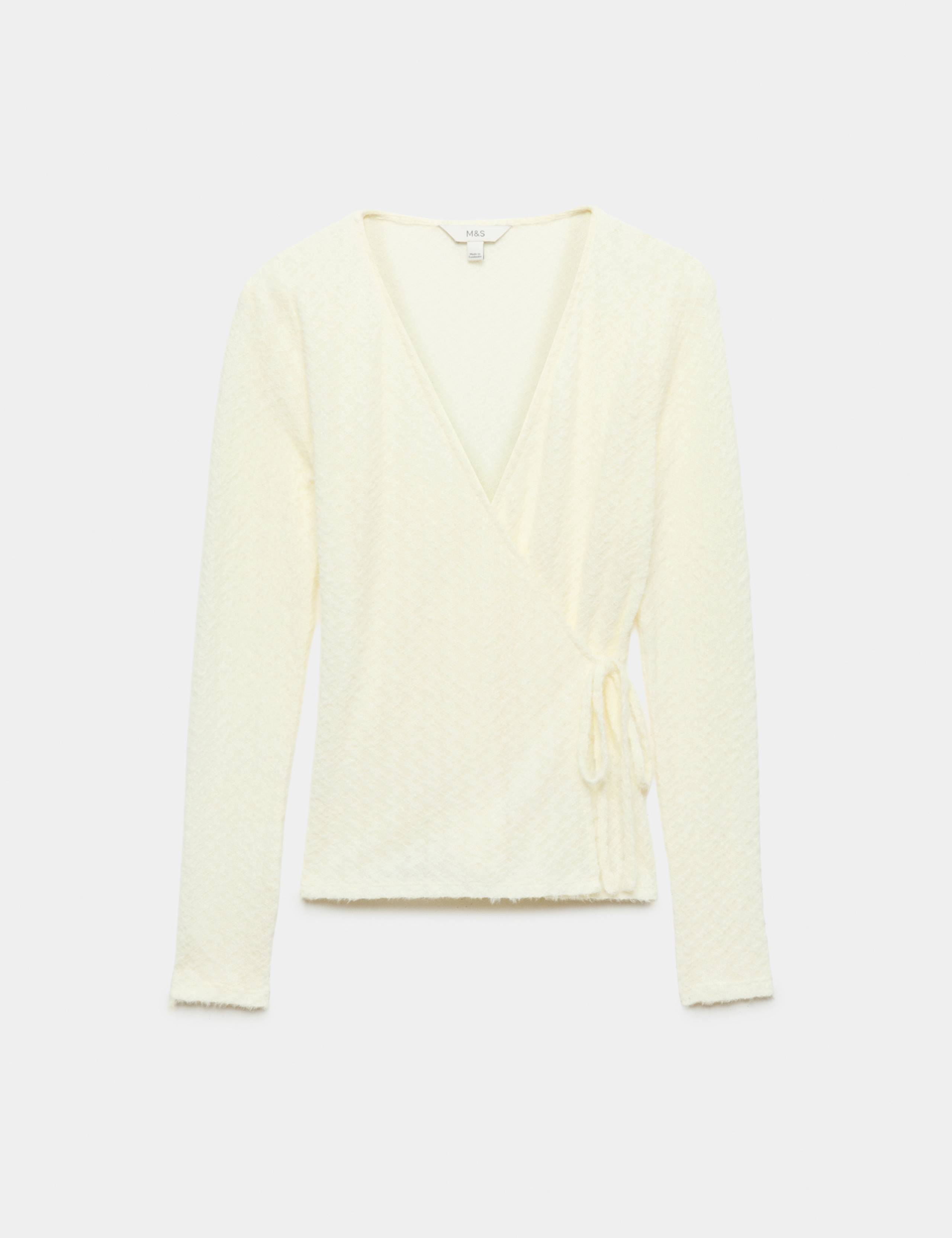 Textured V Neck Cosy Wrap Top 2 of 6