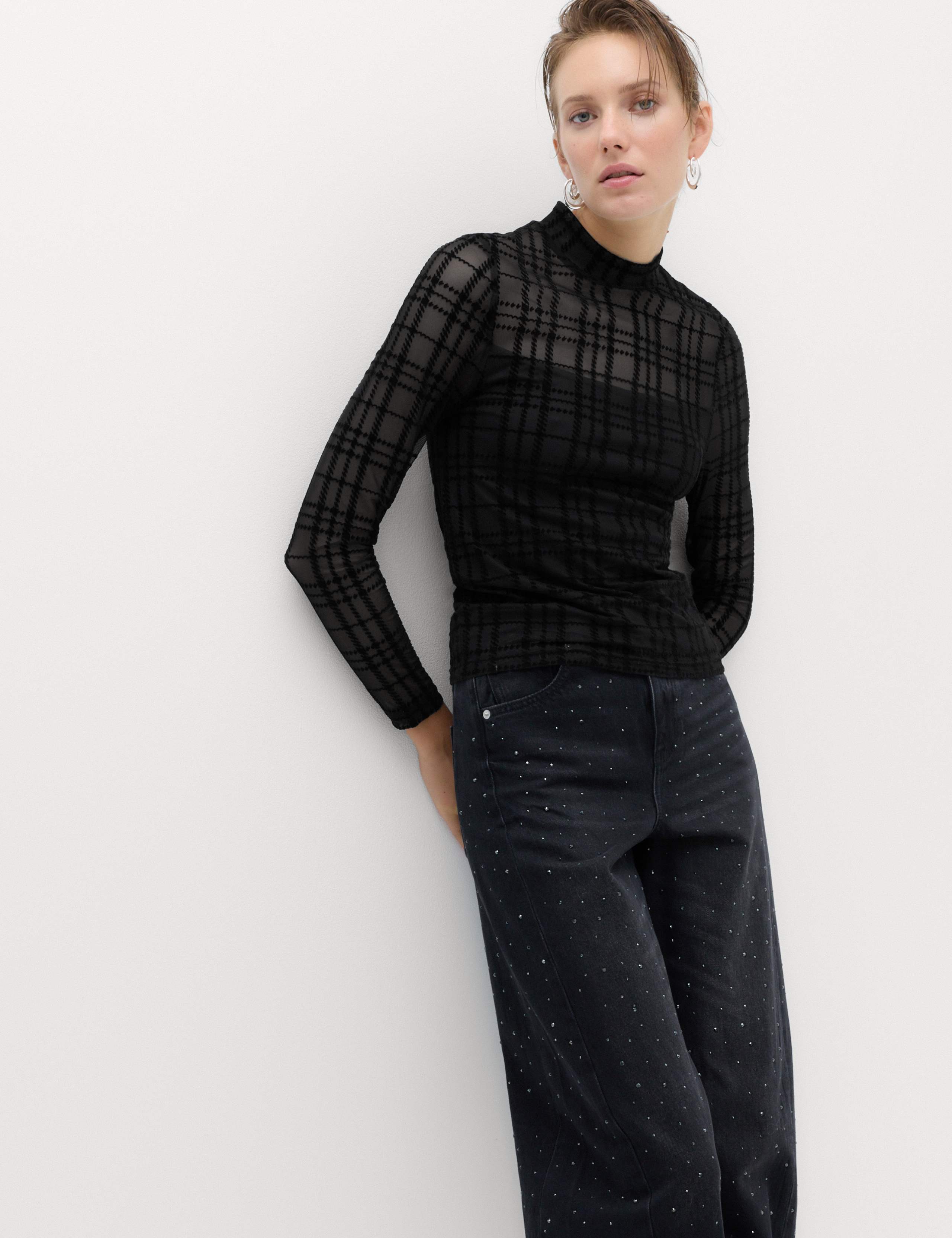 Velvet Mesh Funnel Neck Top 5 of 5