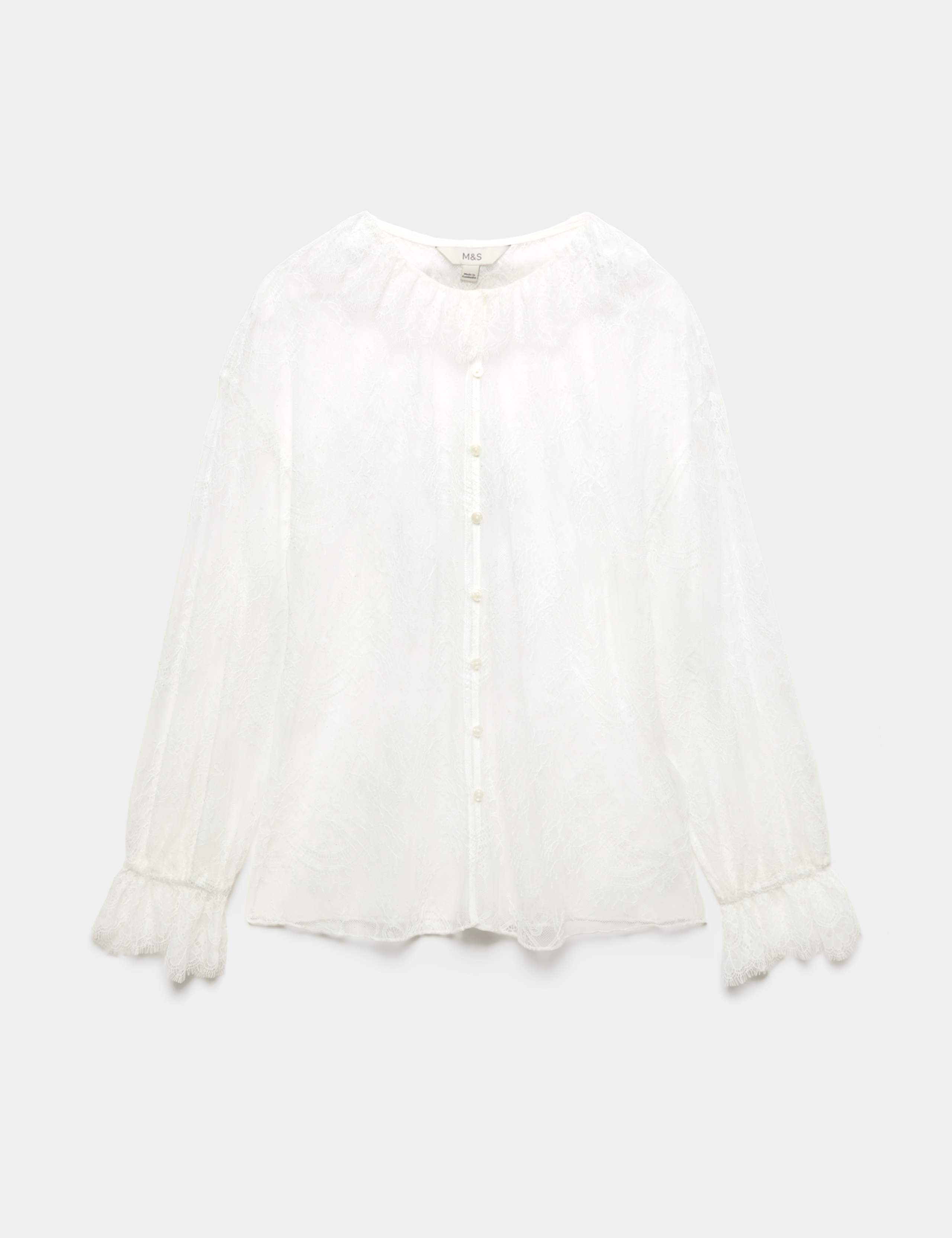 Lace High Neck Tie Detail Long Sleeve Top 2 of 6