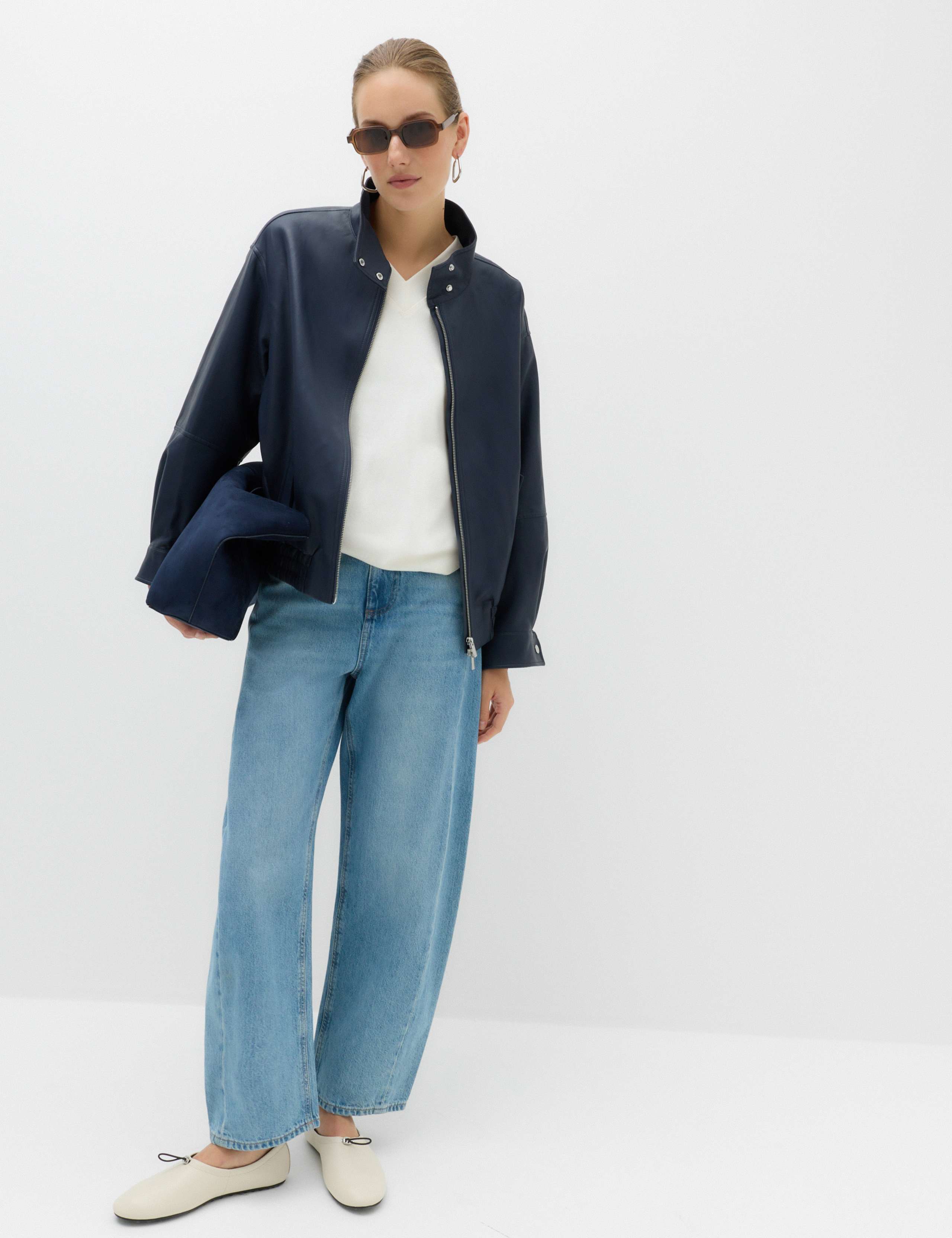 Cotton Rich V Neck Relaxed Sweatshirt 3 of 5