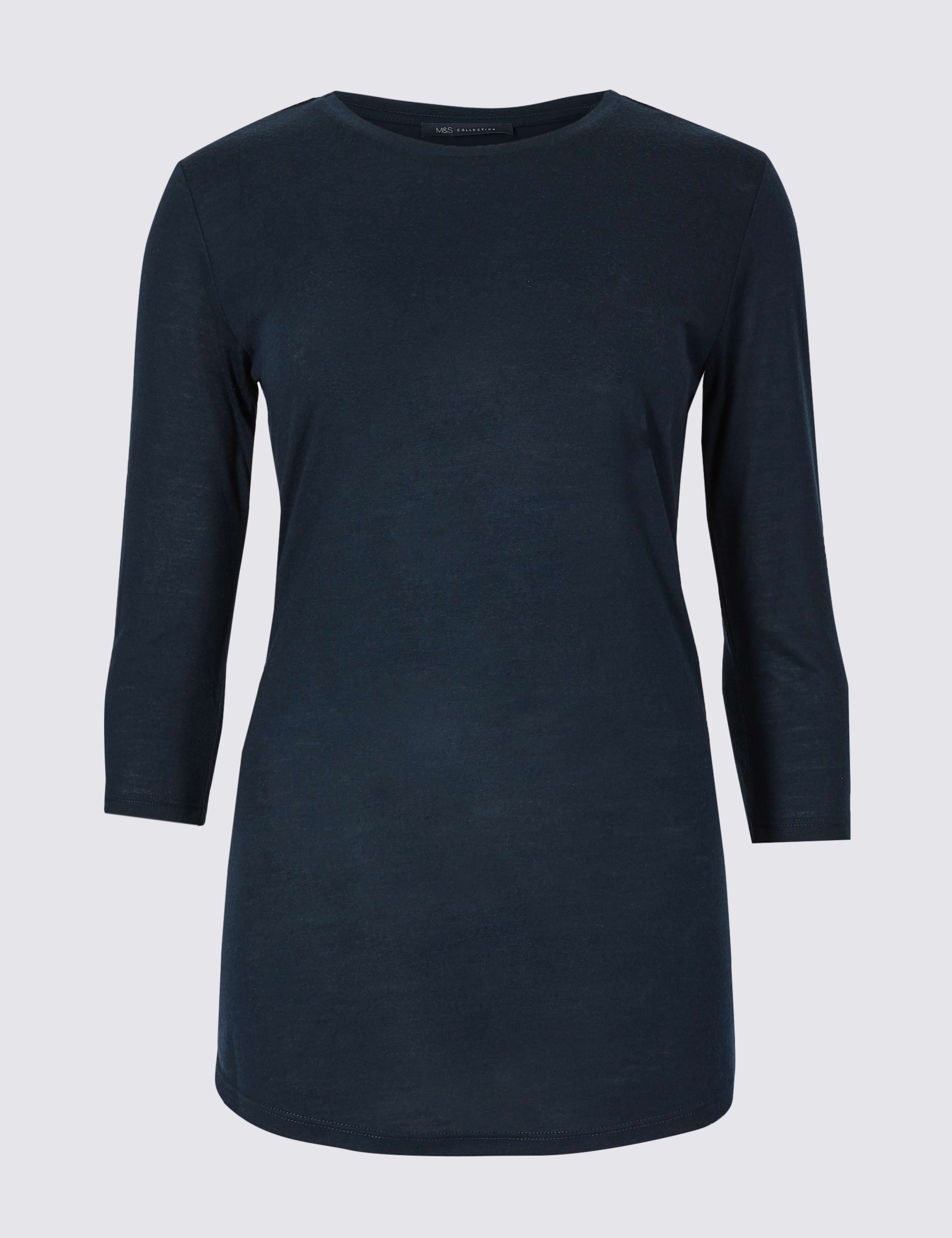Round Neck 3/4 Sleeve Longline T-Shirt 2 of 4