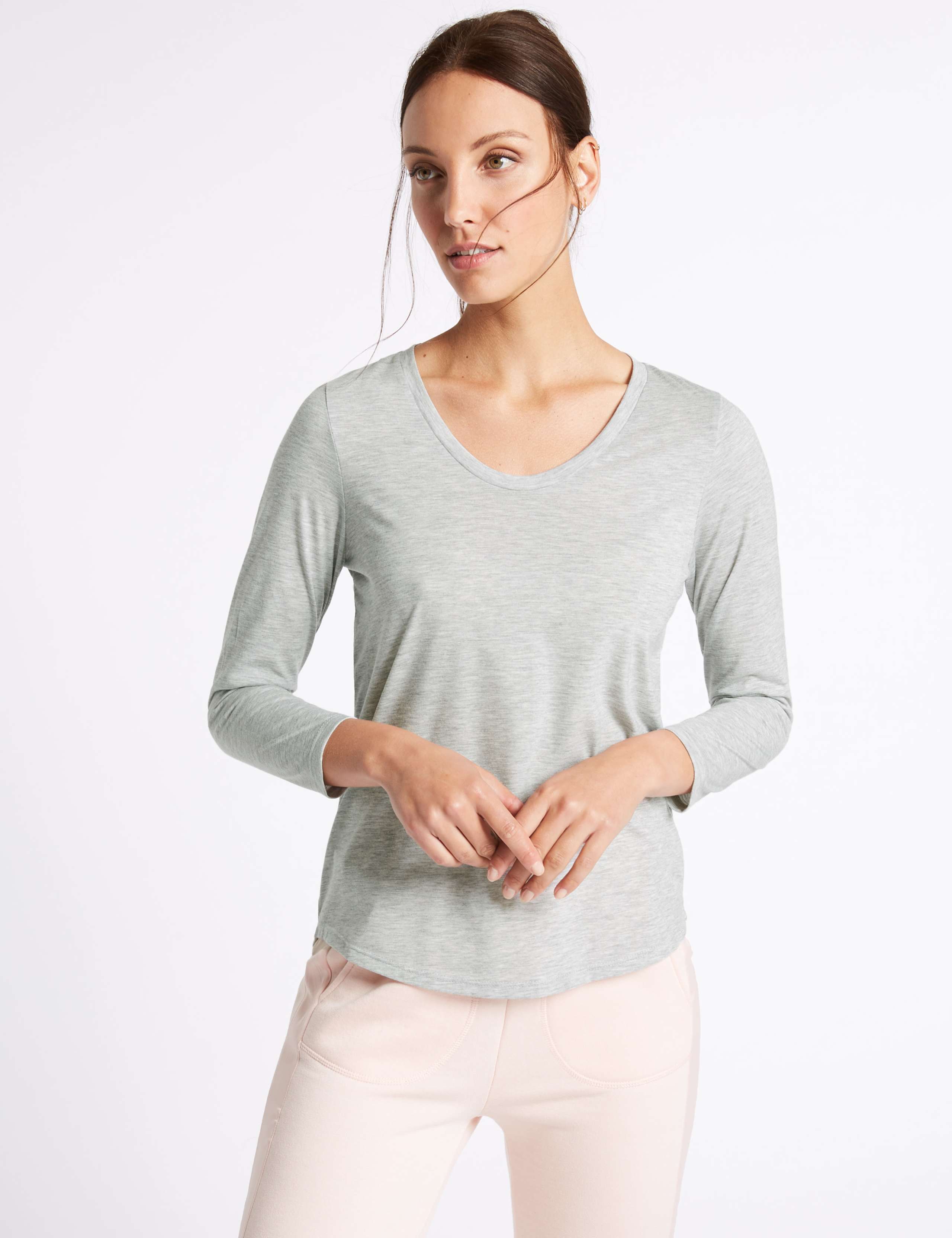 Scoop Neck 3/4 Sleeve T-Shirt 1 of 5