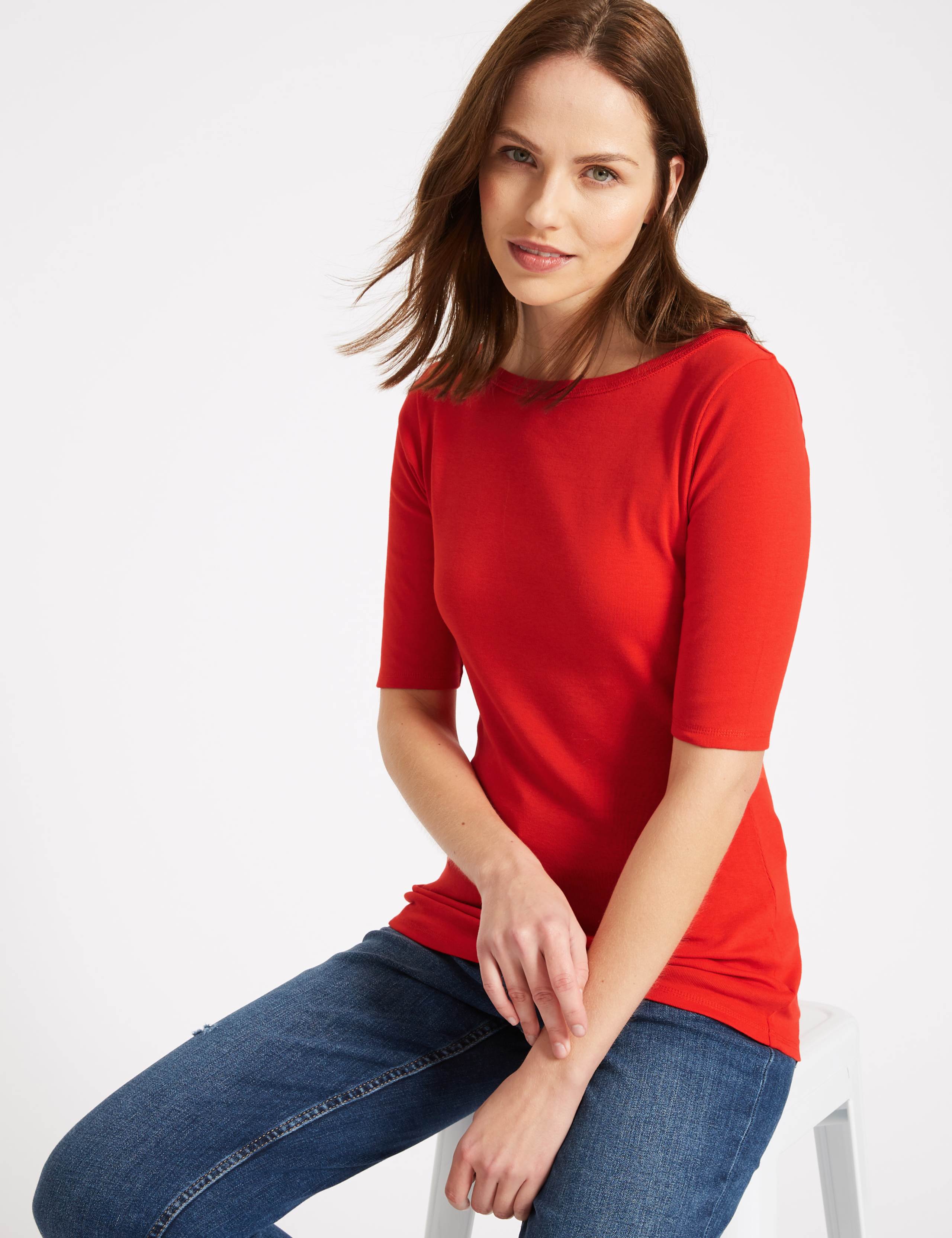 Pure Cotton Slash Neck Half Sleeve T-Shirt 2 of 3