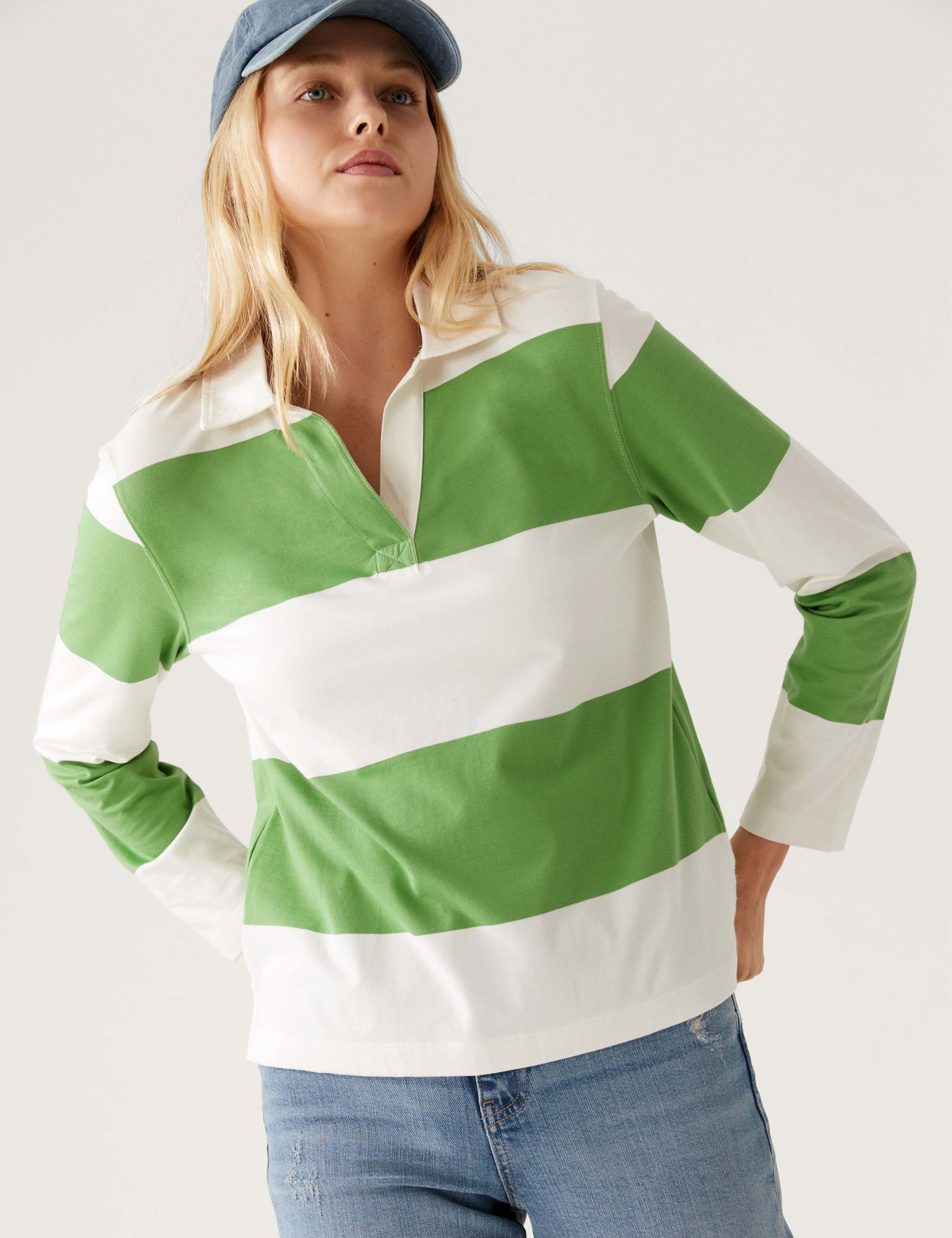 Pure Cotton Striped Rugby Top 1 of 5