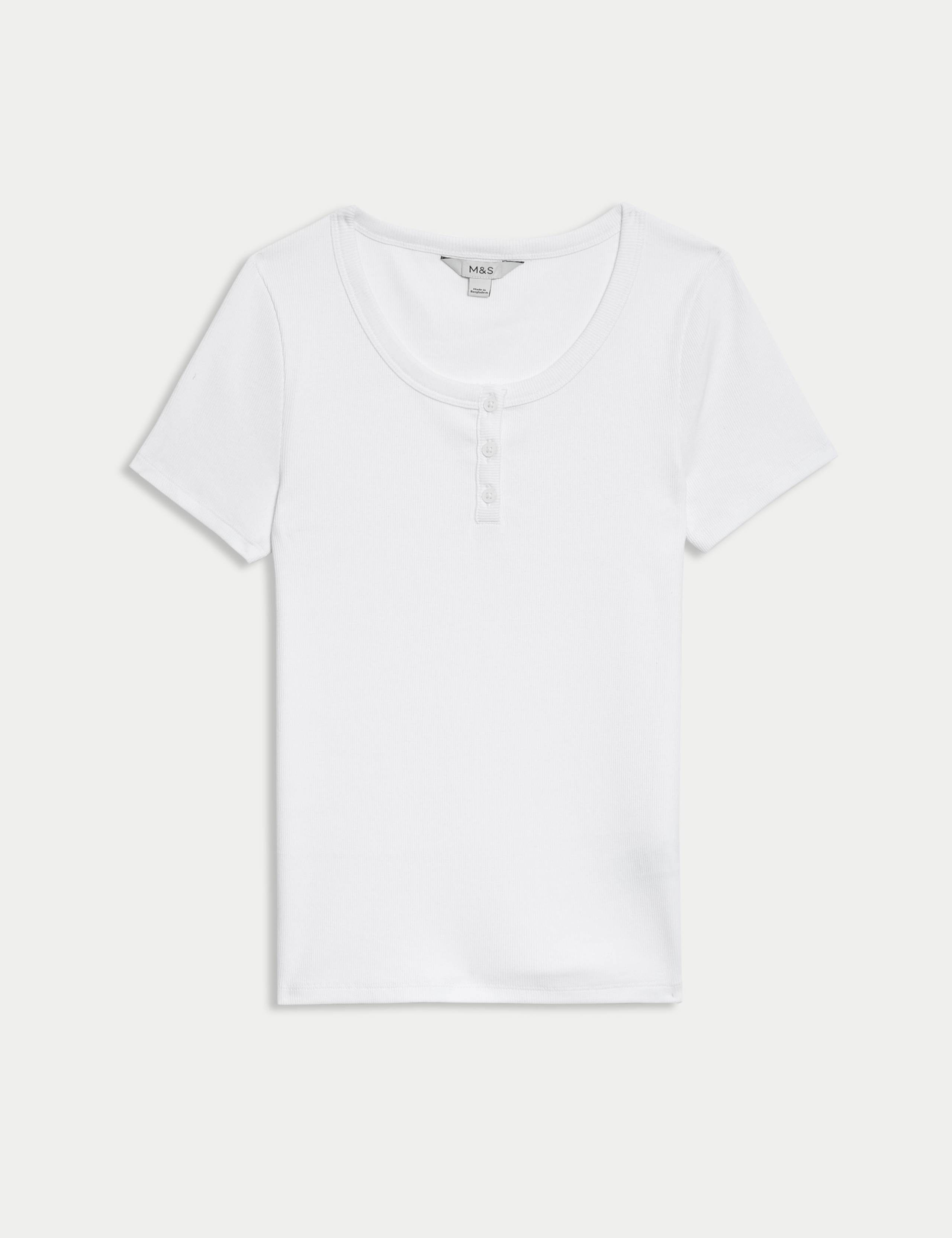 Cotton Rich Short Sleeve Henley Top 2 of 5