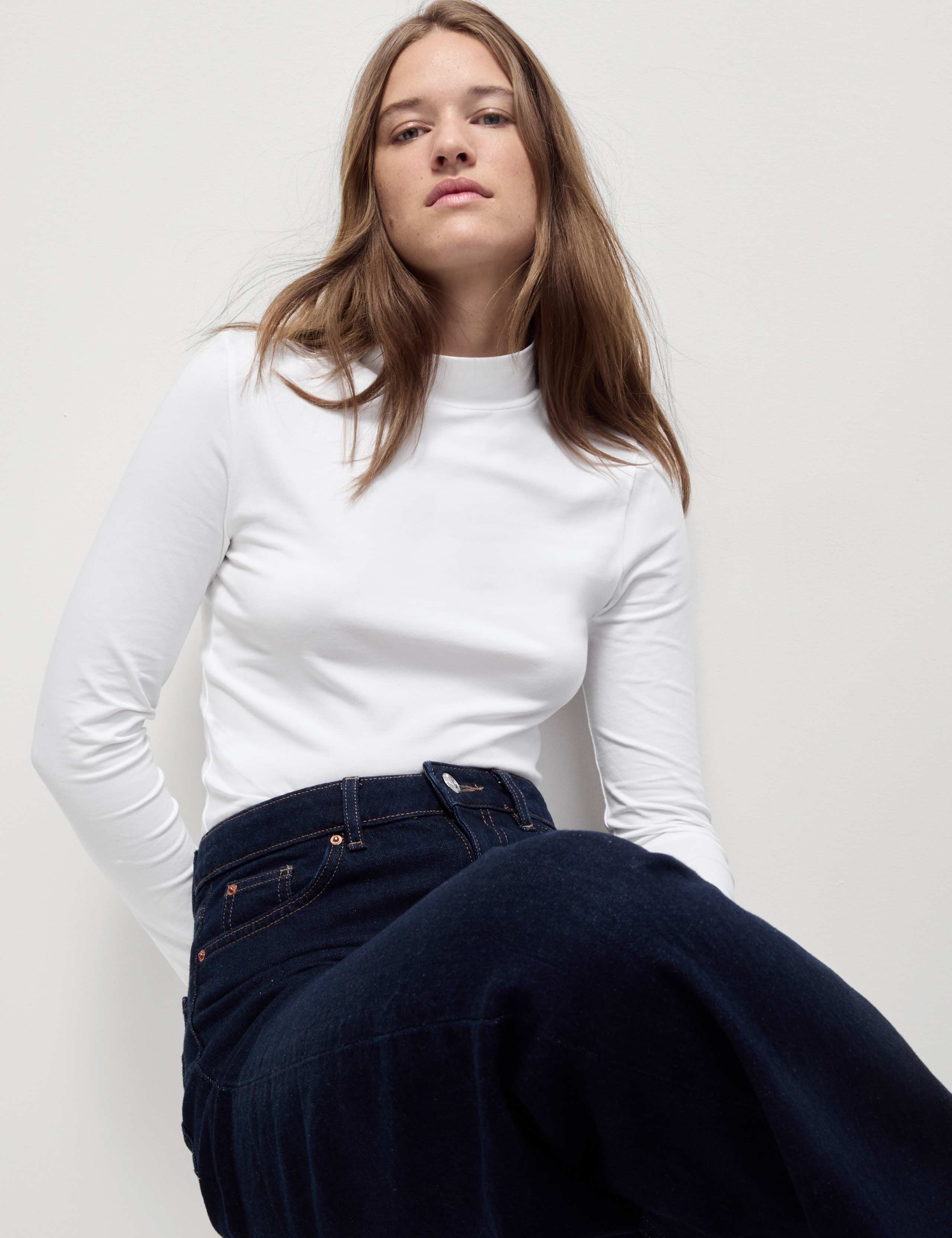 Cotton Rich Funnel Neck Slim Fit Top 4 of 5