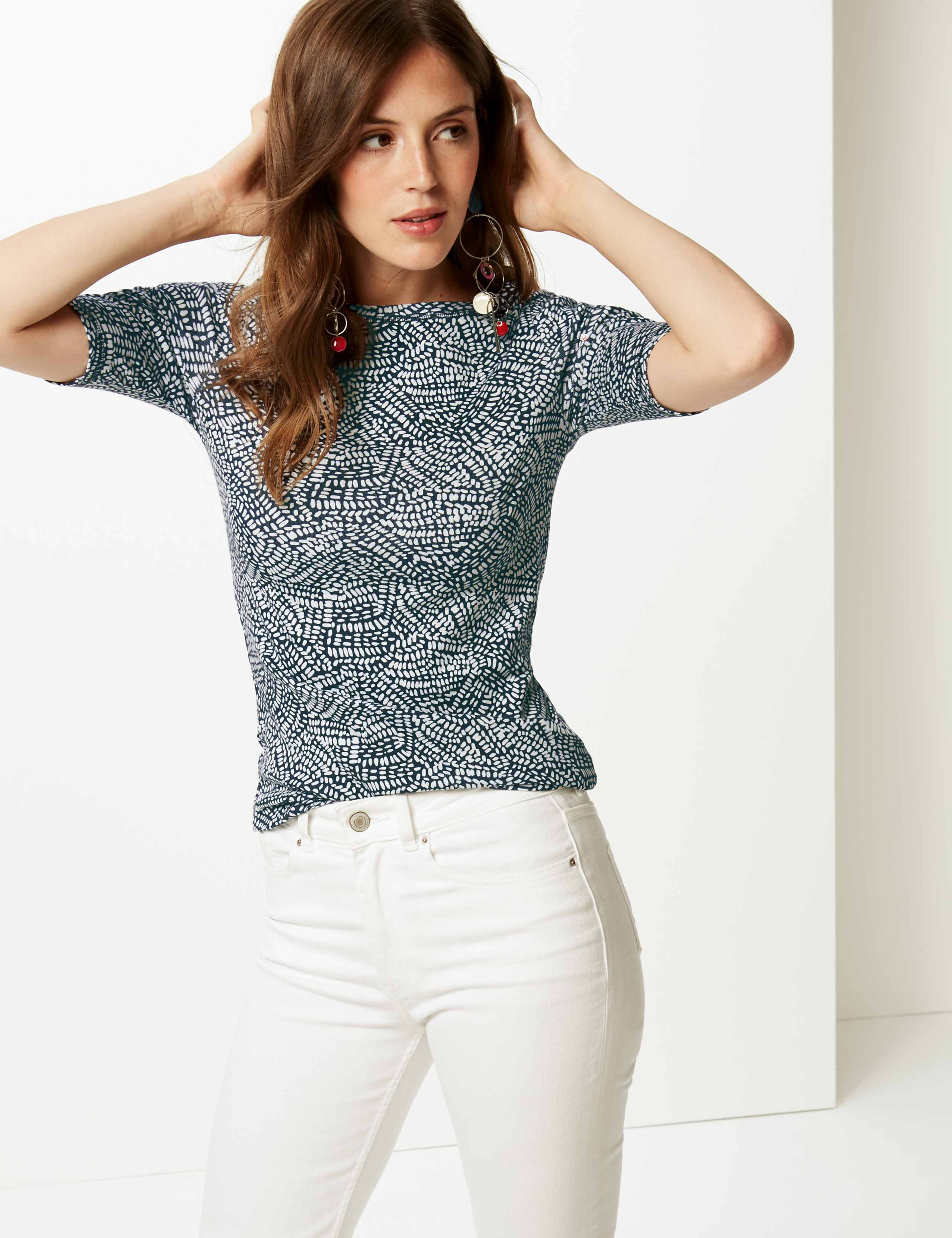 Pure Cotton Printed Half Sleeve T-Shirt 1 of 4