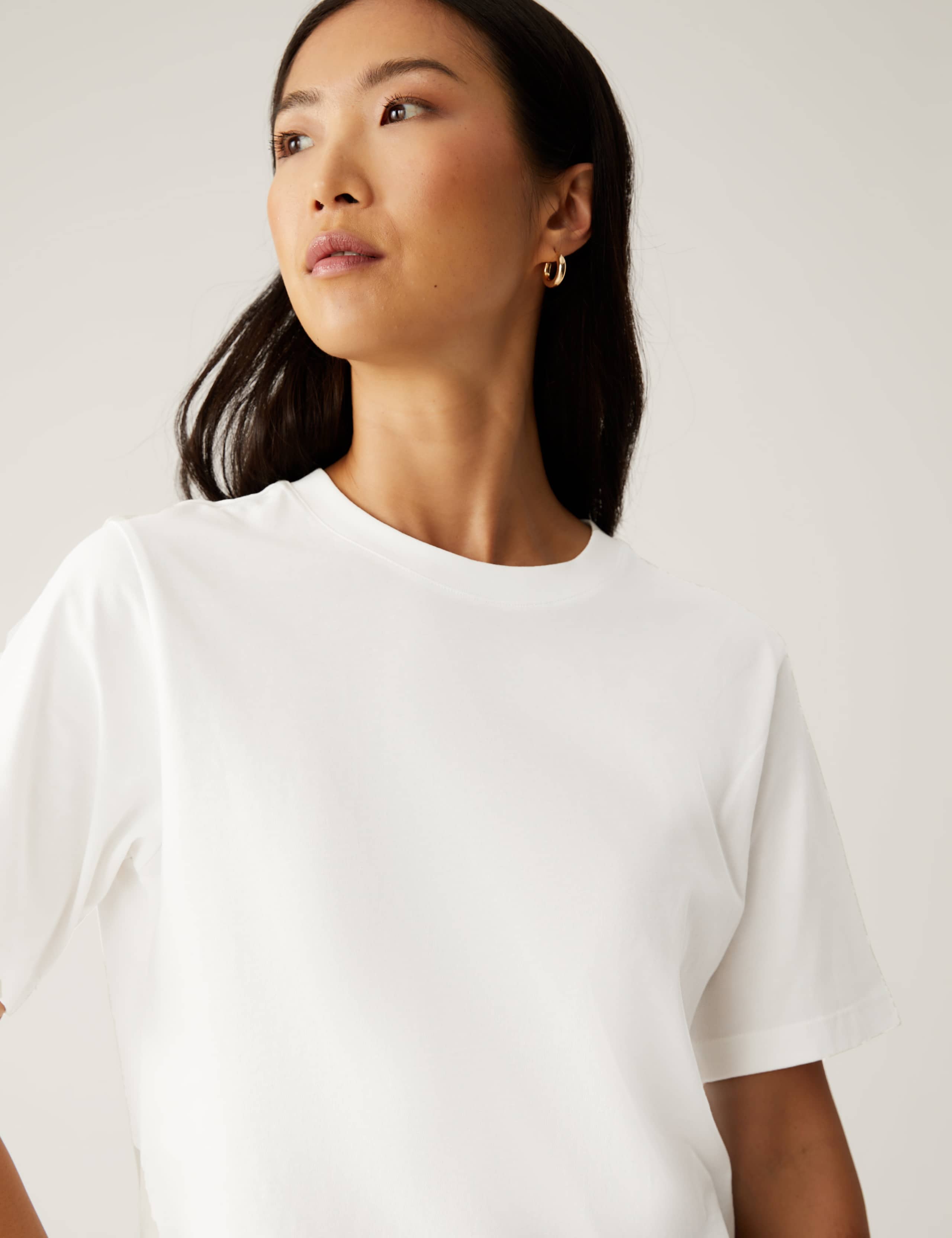 Pure Cotton Crew Neck Crop T-Shirt 4 of 5