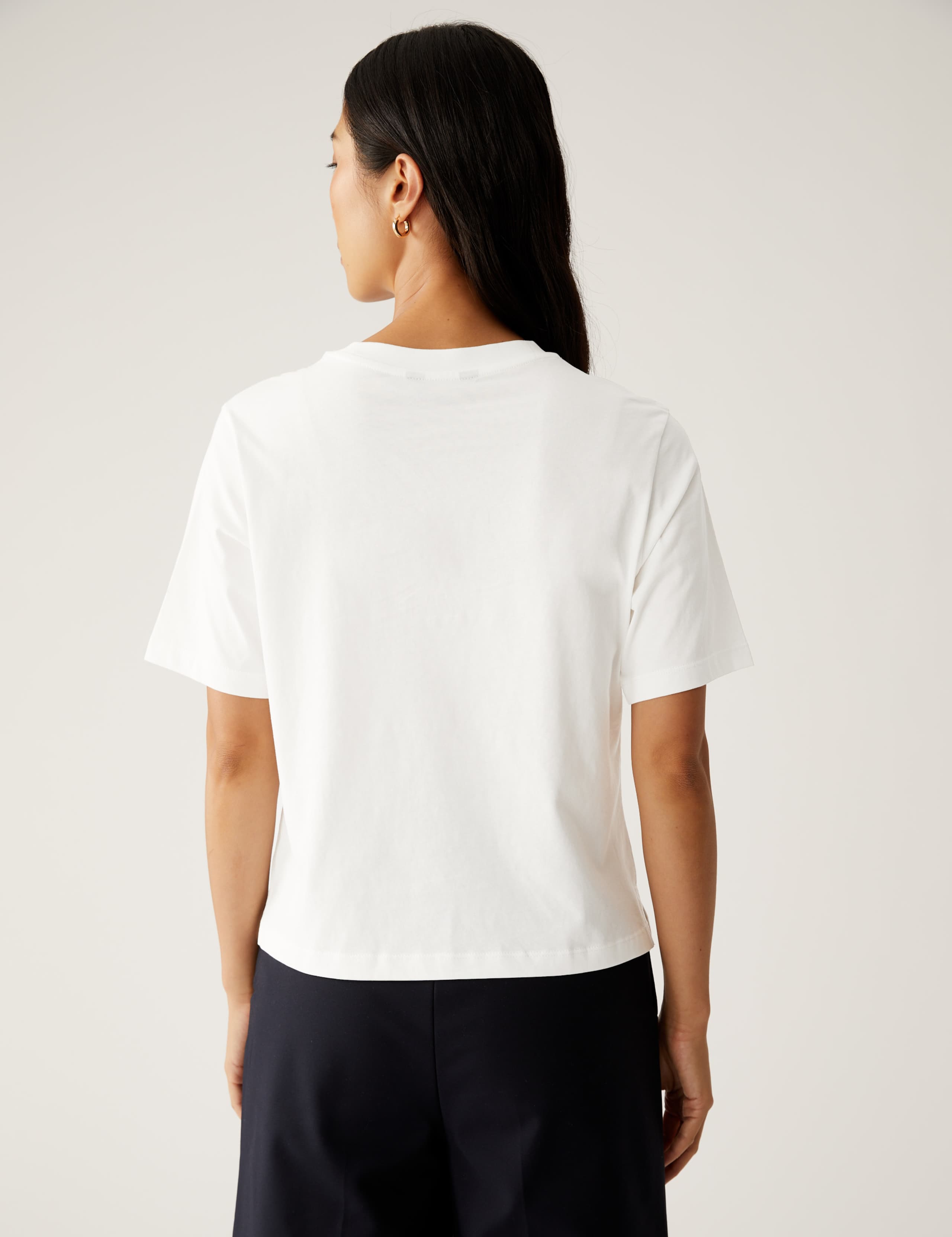 Pure Cotton Crew Neck Crop T-Shirt 5 of 5