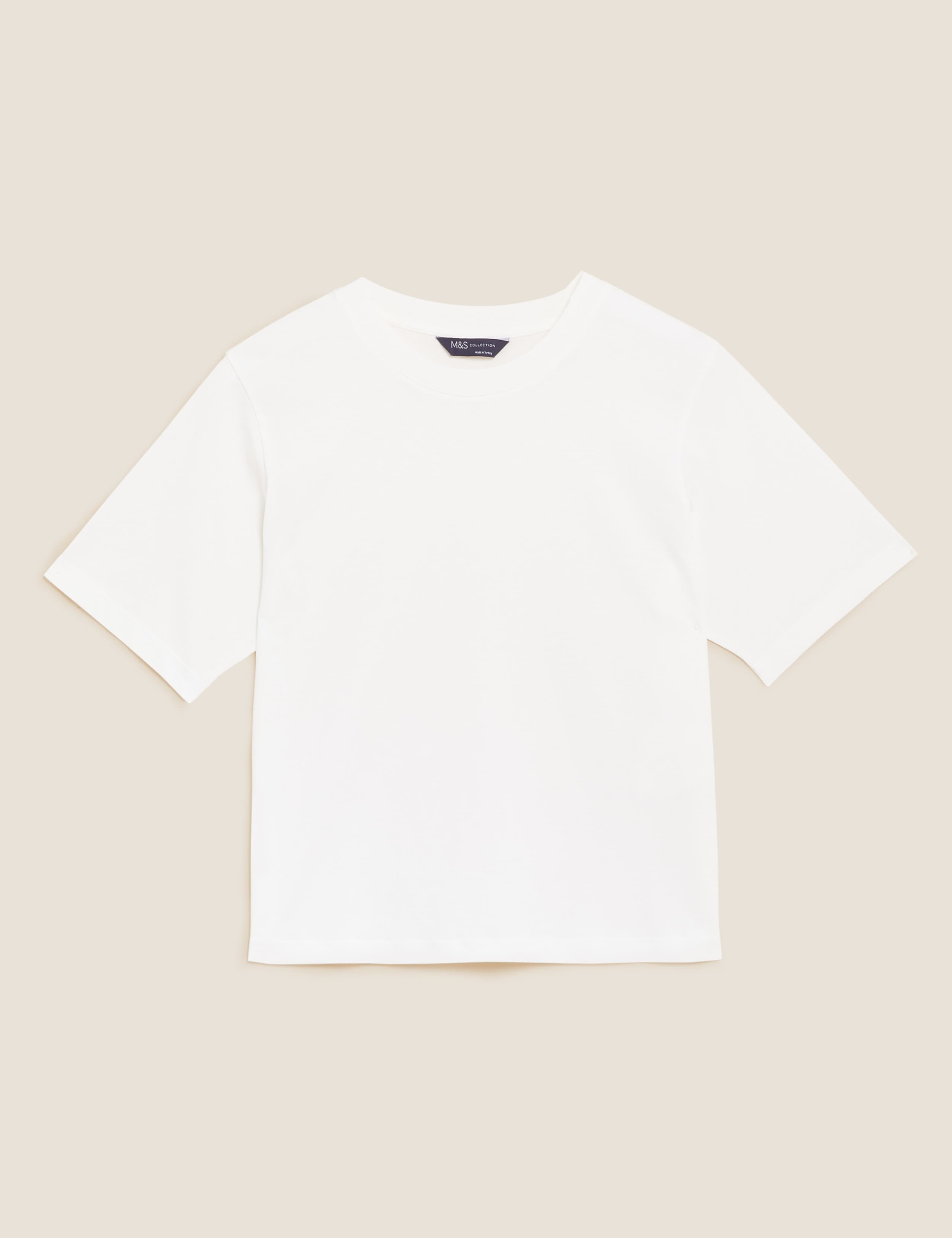 Pure Cotton Crew Neck Crop T-Shirt 2 of 5