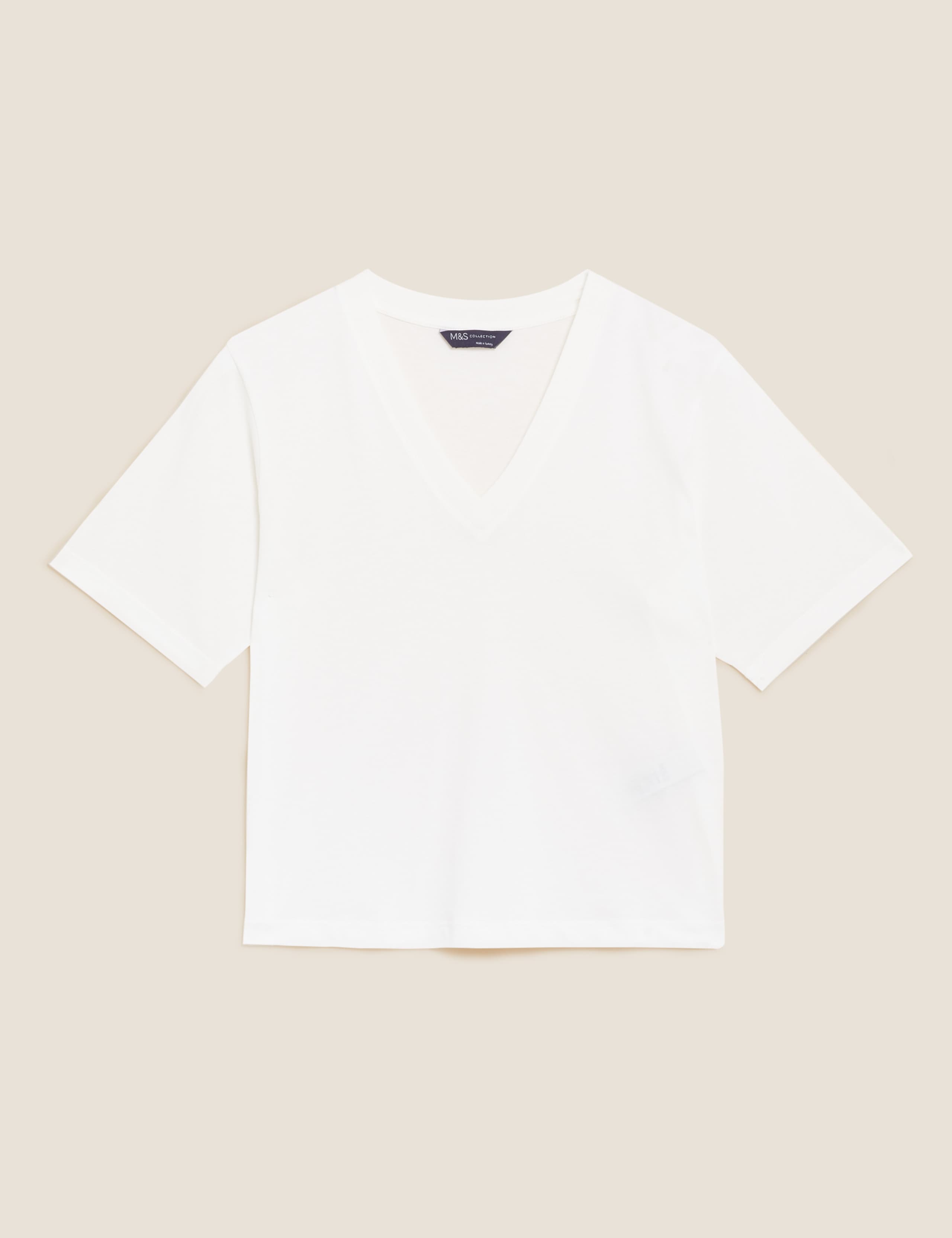 Pure Cotton V-Neck Crop T-Shirt 2 of 5