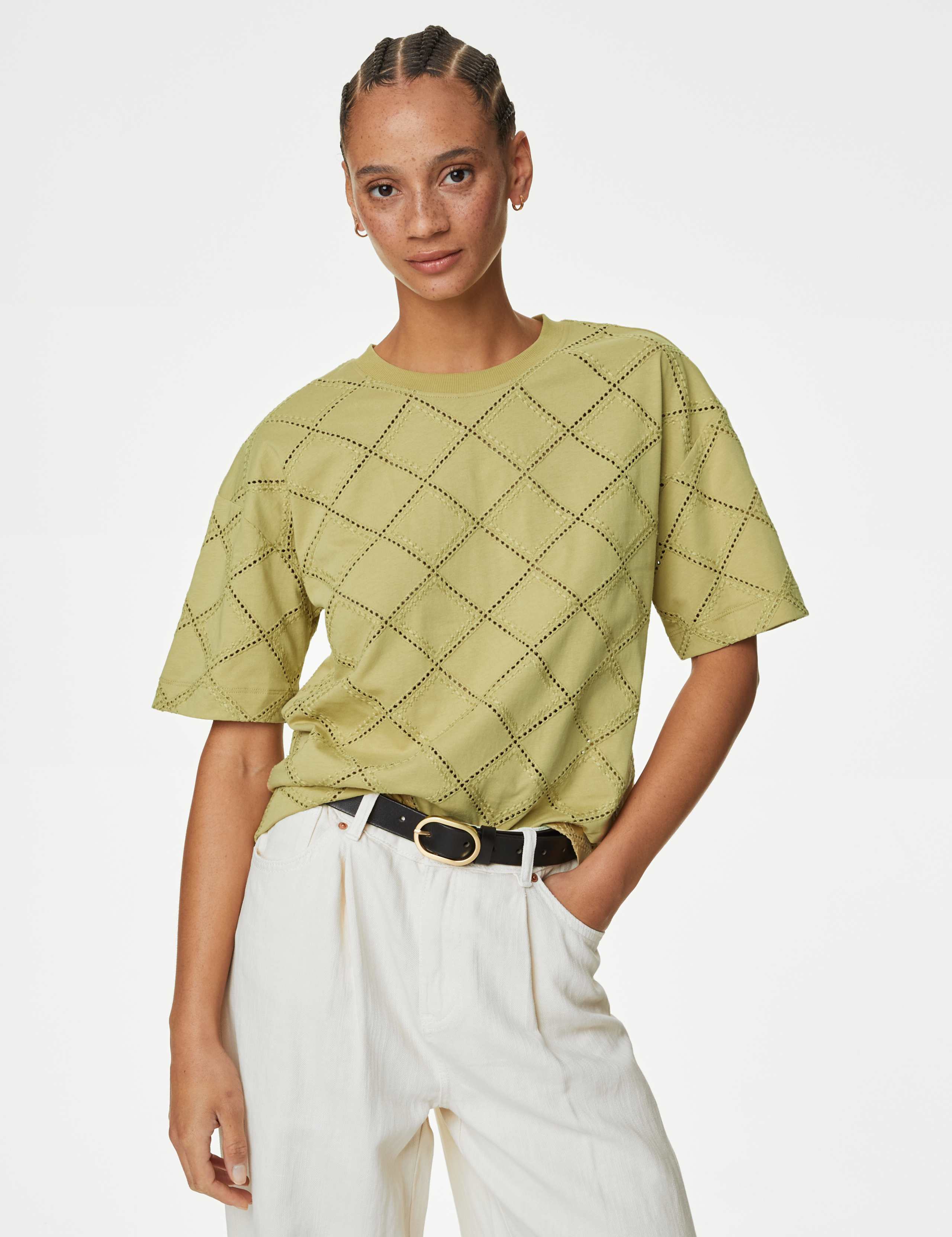 Cotton Rich Broderie T-Shirt 4 of 5
