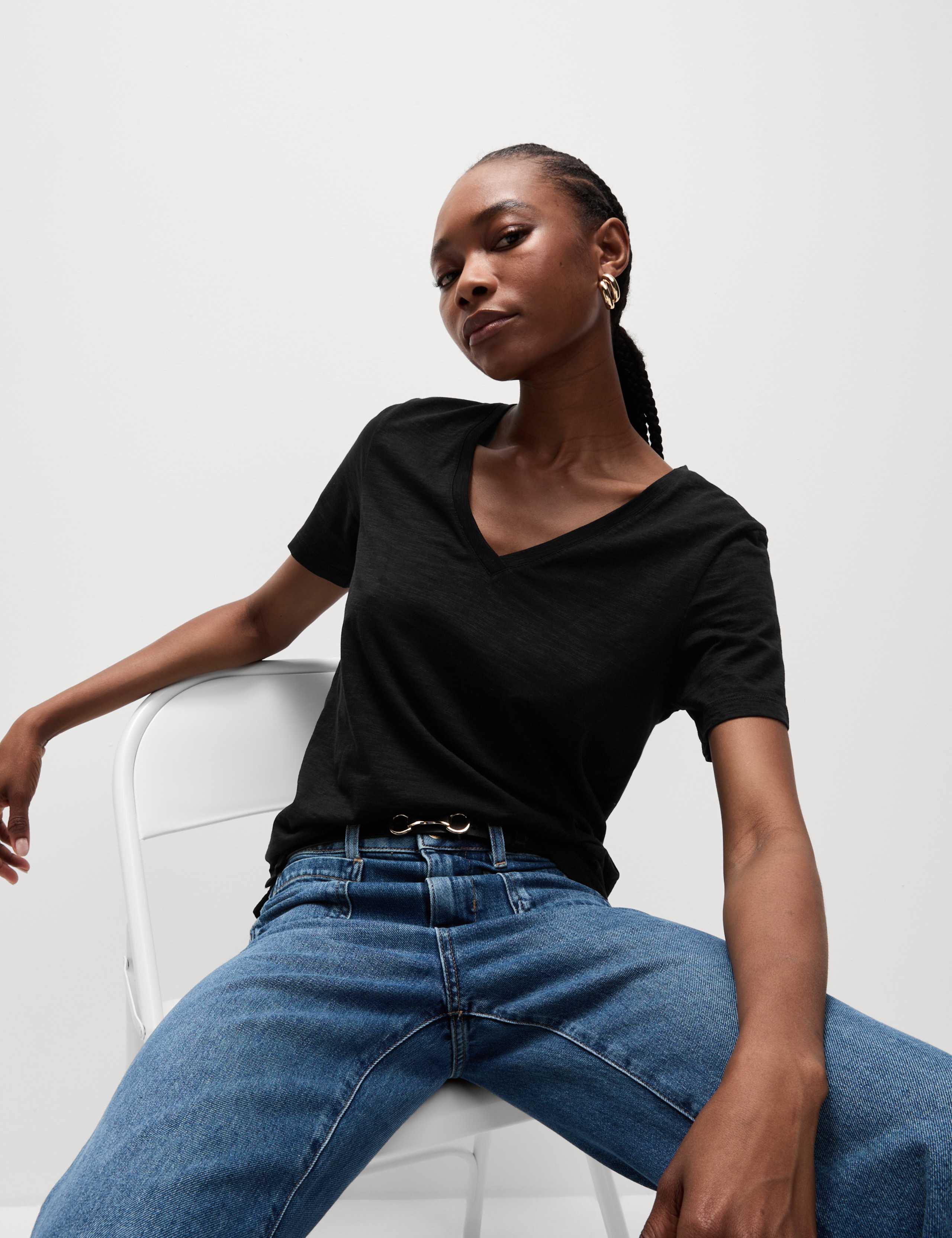 2pk Pure Cotton V-Neck Relaxed T-Shirts 2 of 5