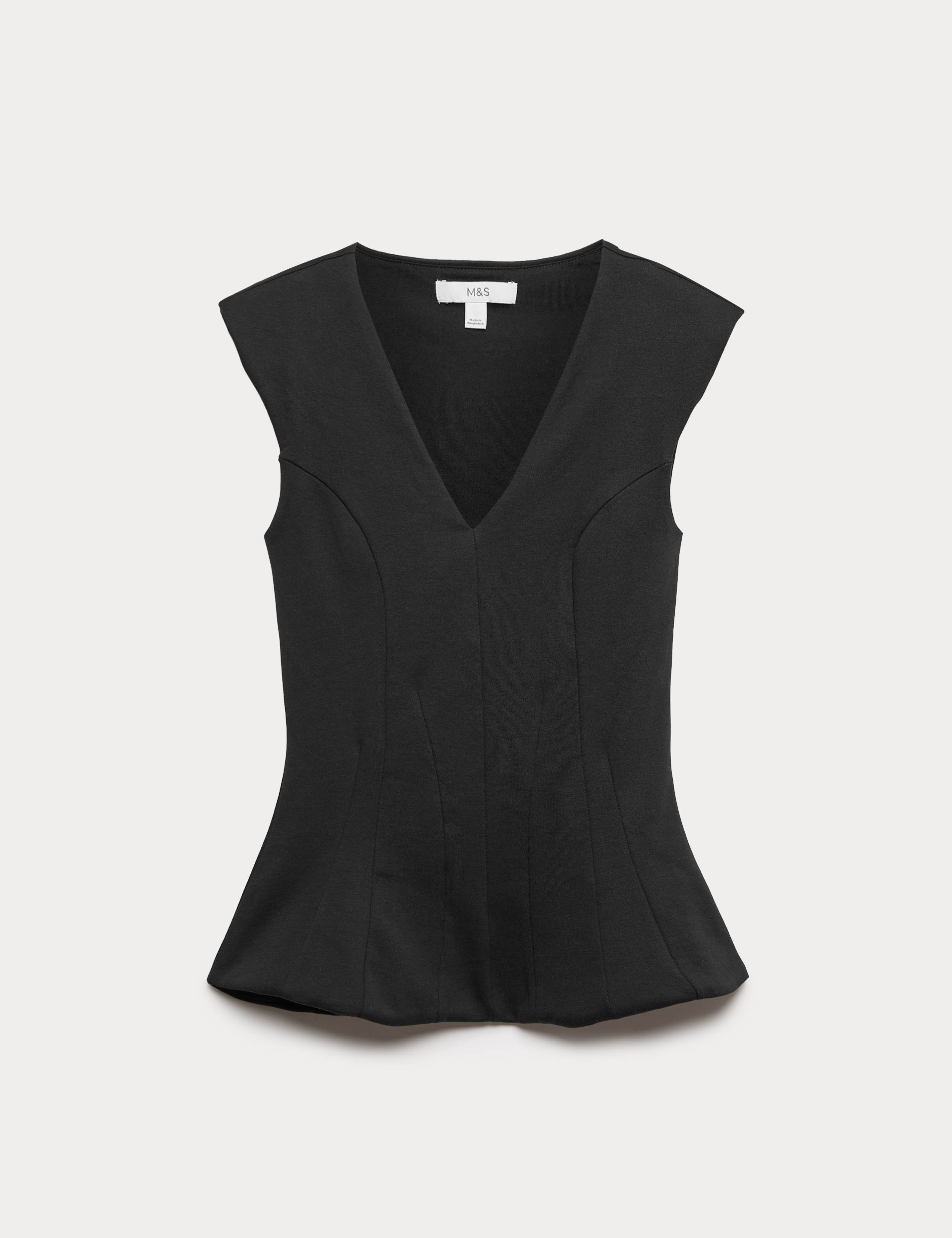Pure Cotton V-Neck Peplum Top 2 of 5