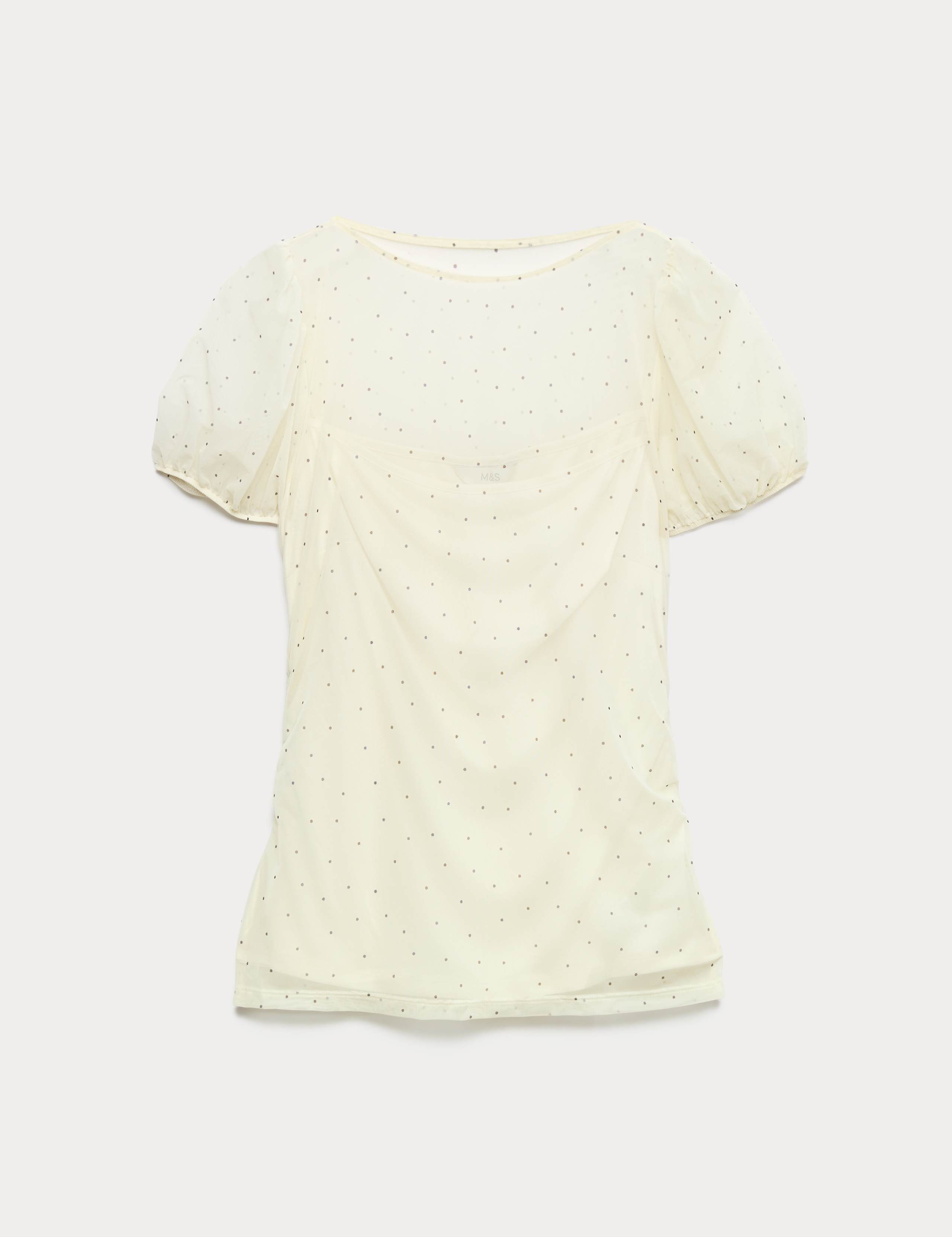 Mesh Polka Dot Fitted Top 2 of 5