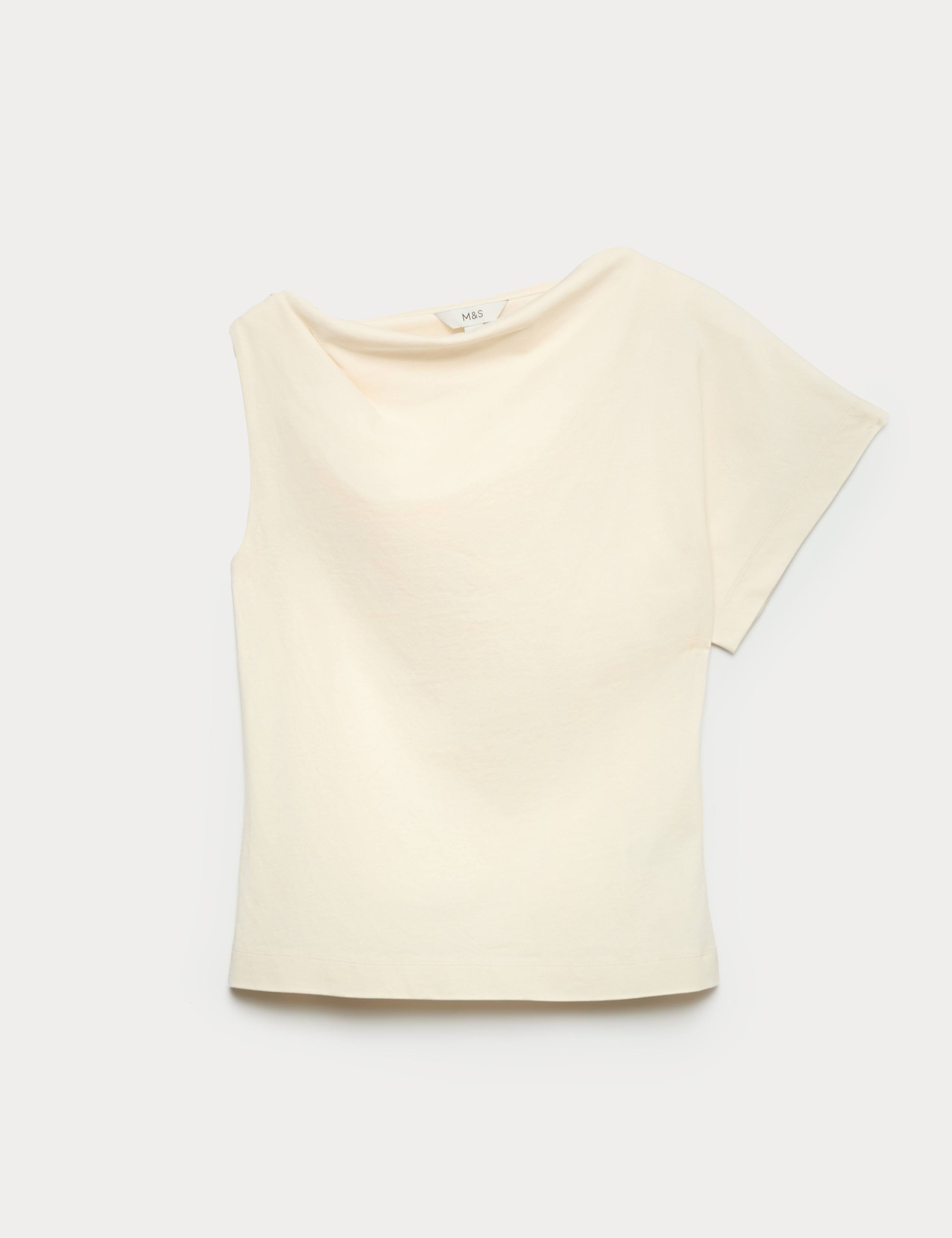 Pure Cotton One Shoulder Drape Top 2 of 5