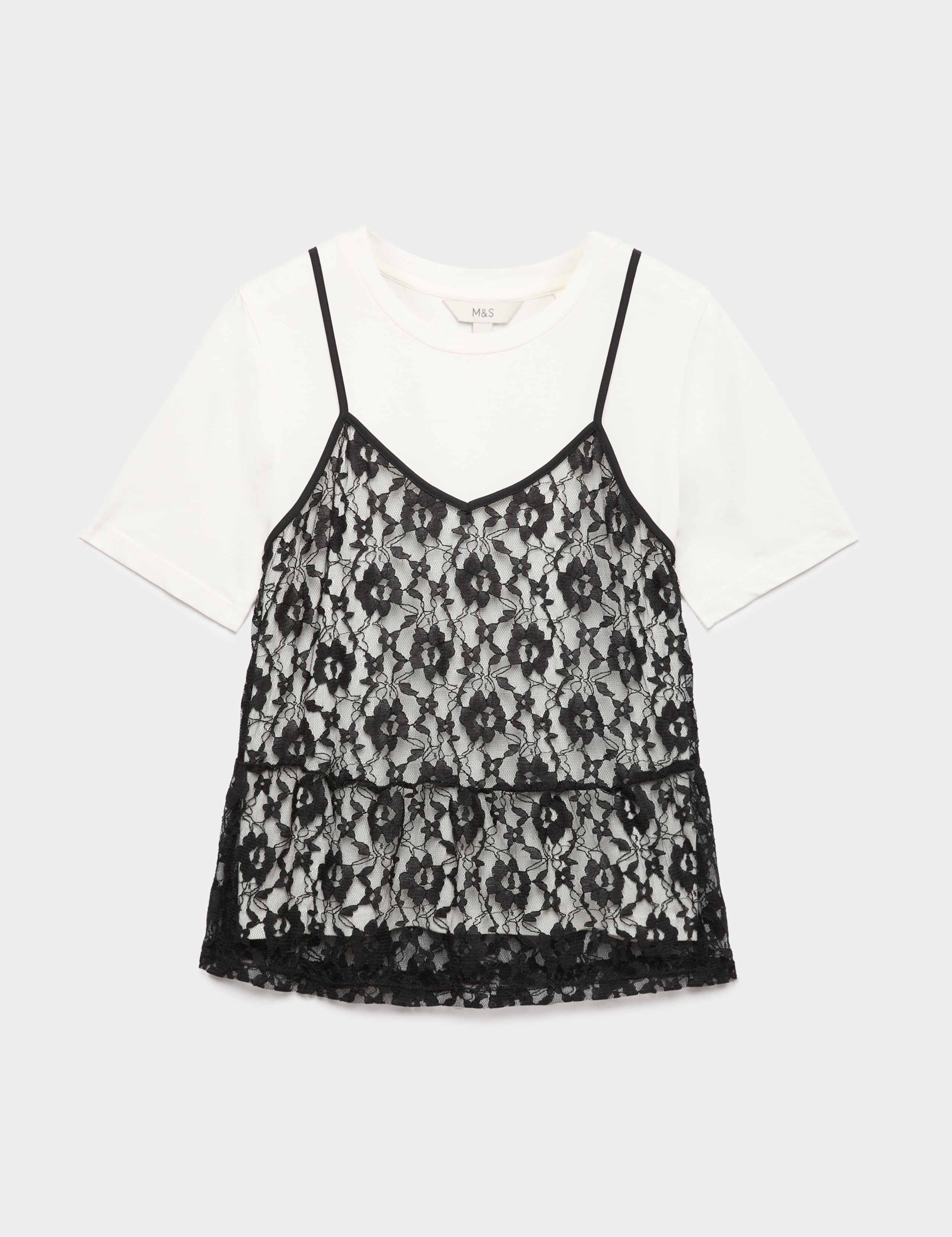 Pure Cotton Lace Double Layer T-Shirt 2 of 6