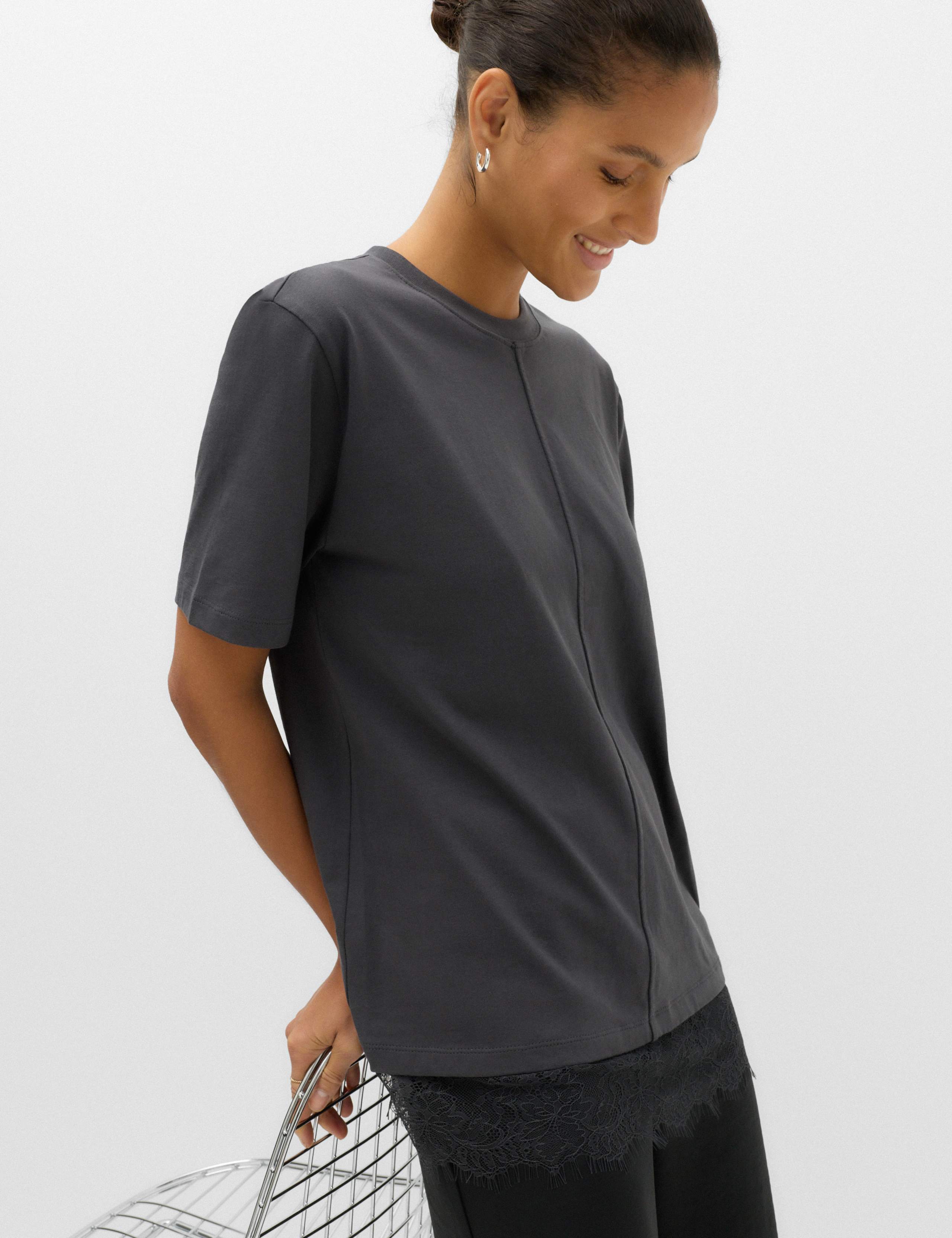 Pure Cotton Lace Hem T-Shirt 6 of 6