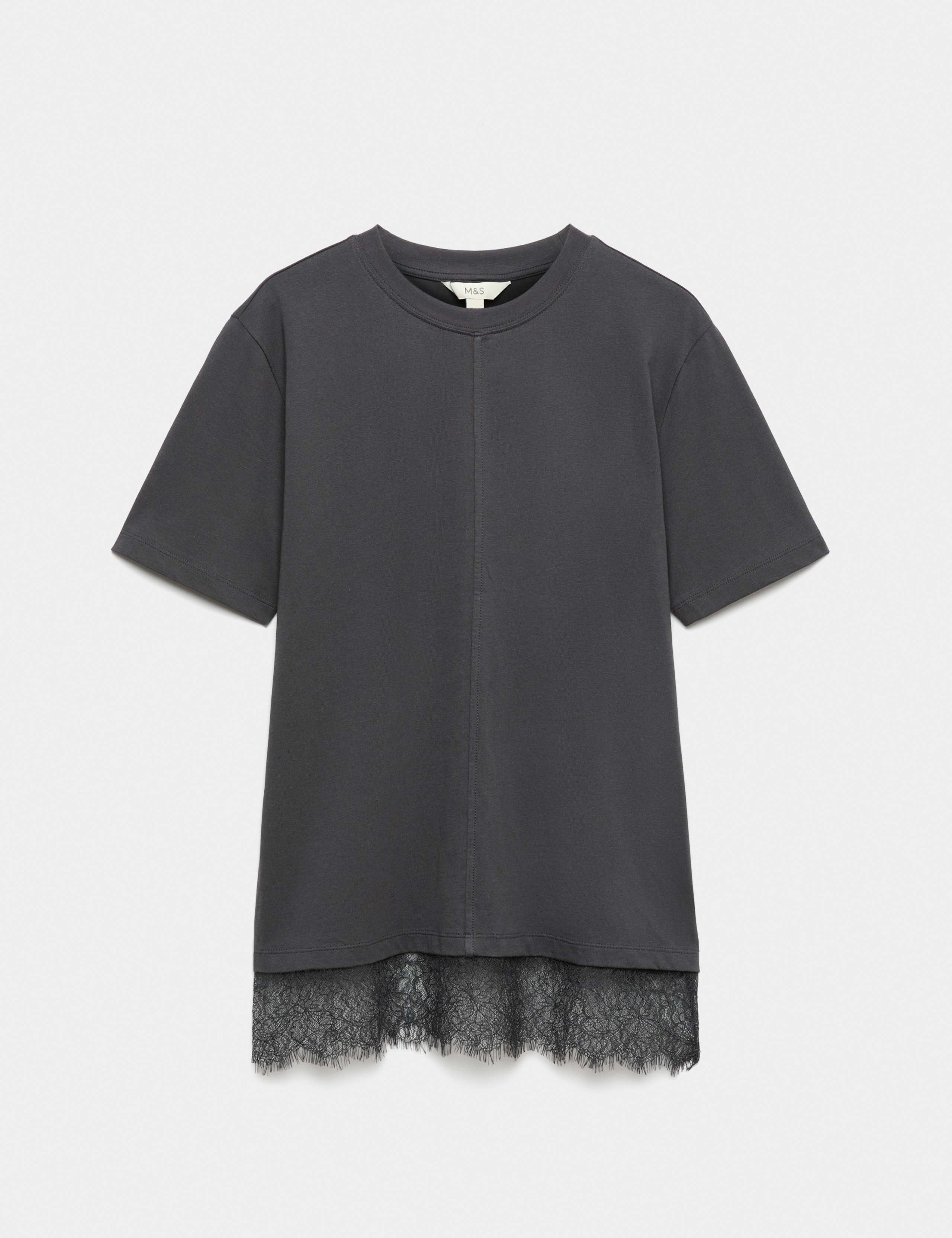 Pure Cotton Lace Hem T-Shirt 2 of 6