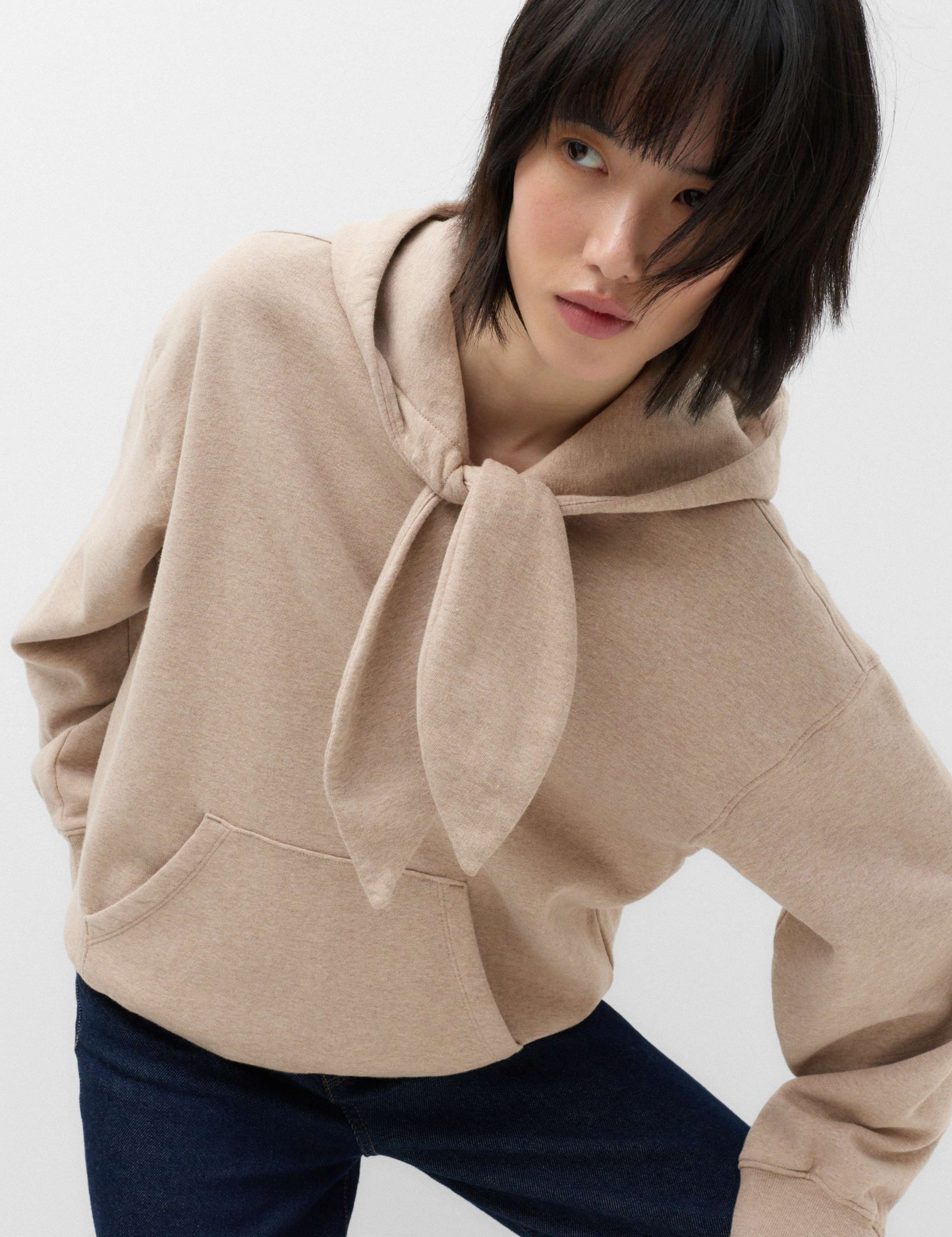 Pure Cotton Tie Neck Hoodie 3 of 6