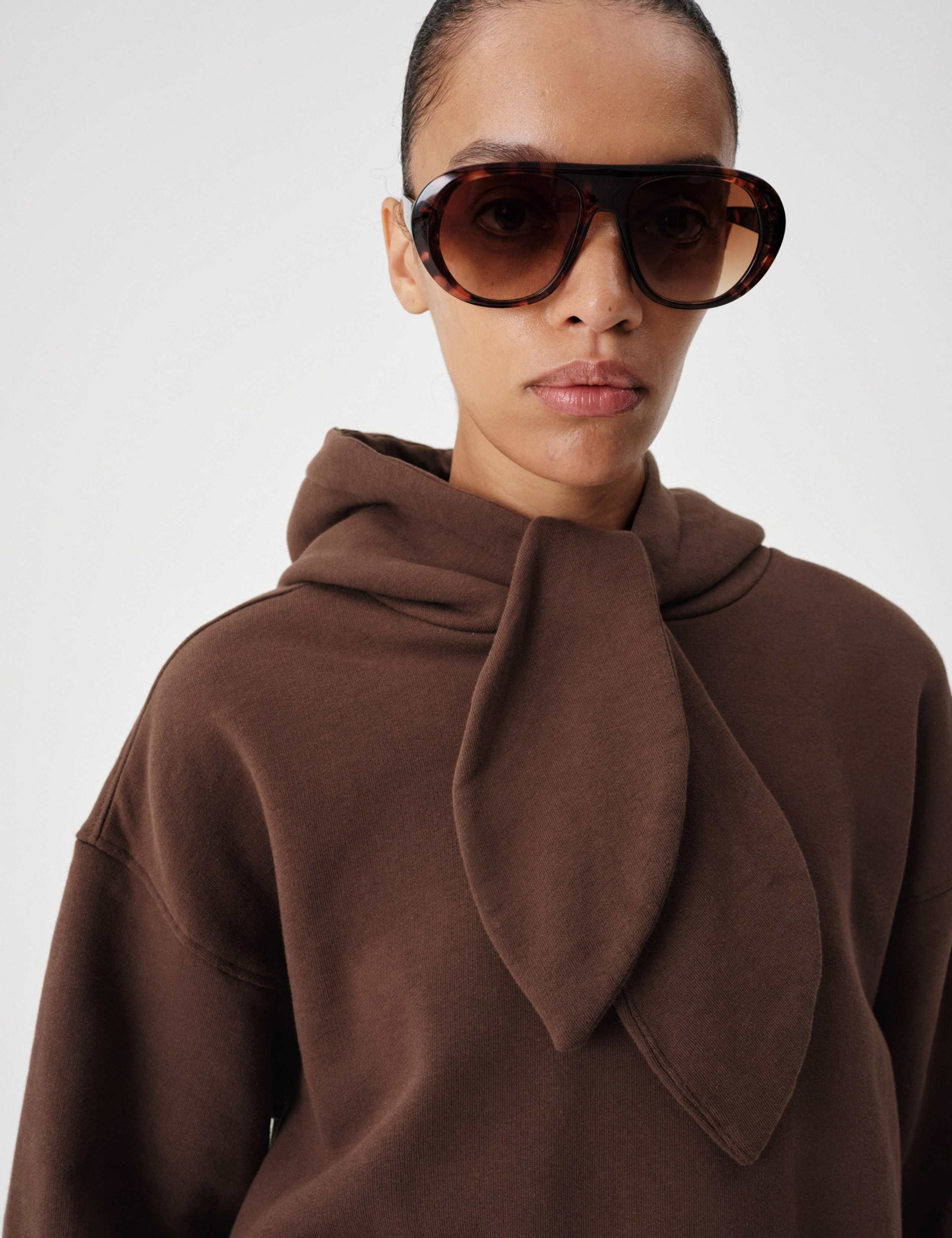 Pure Cotton Relaxed Tie Neck Hoodie 4 of 5