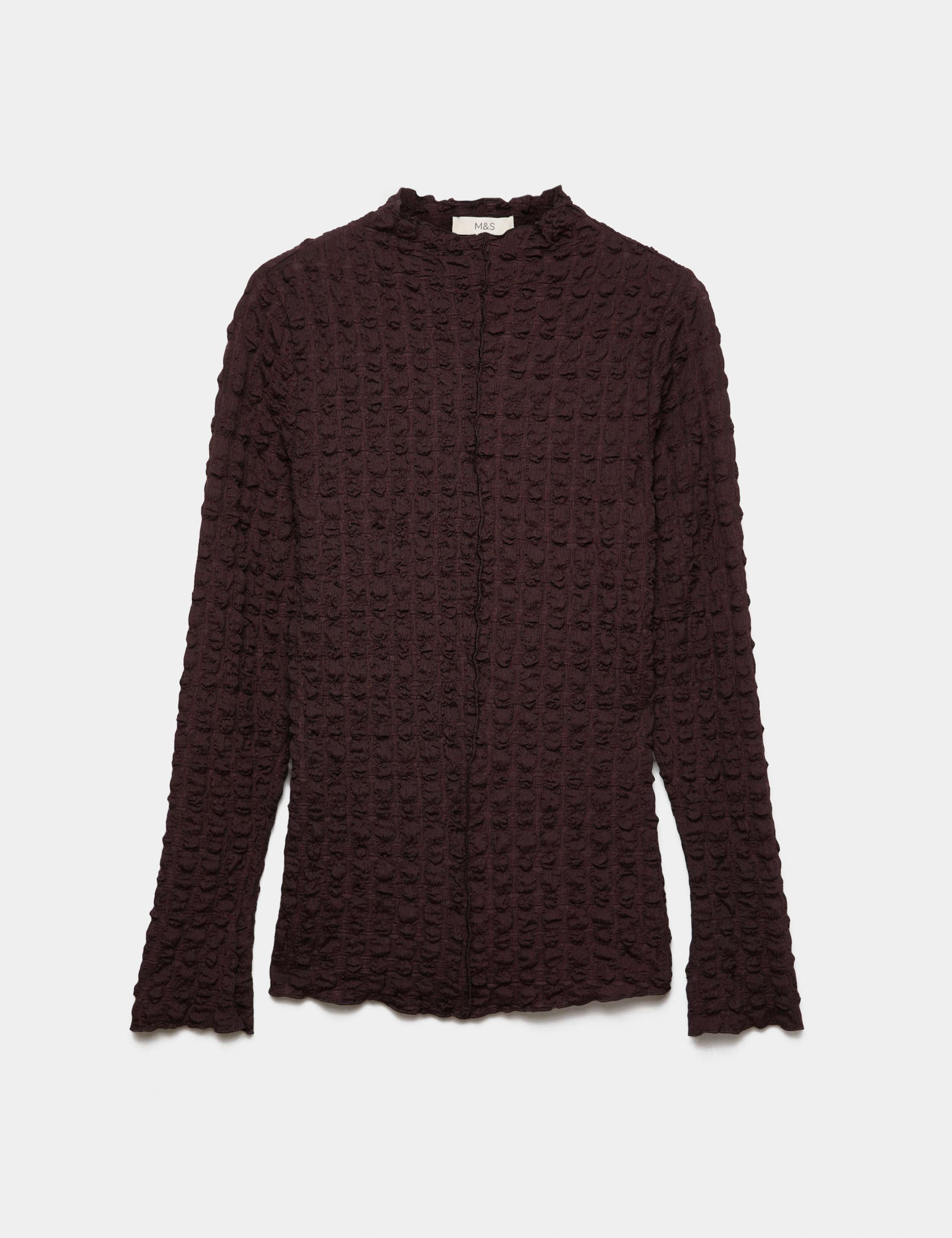 Long Sleeve Funnel Neck Textured Top 2 of 5