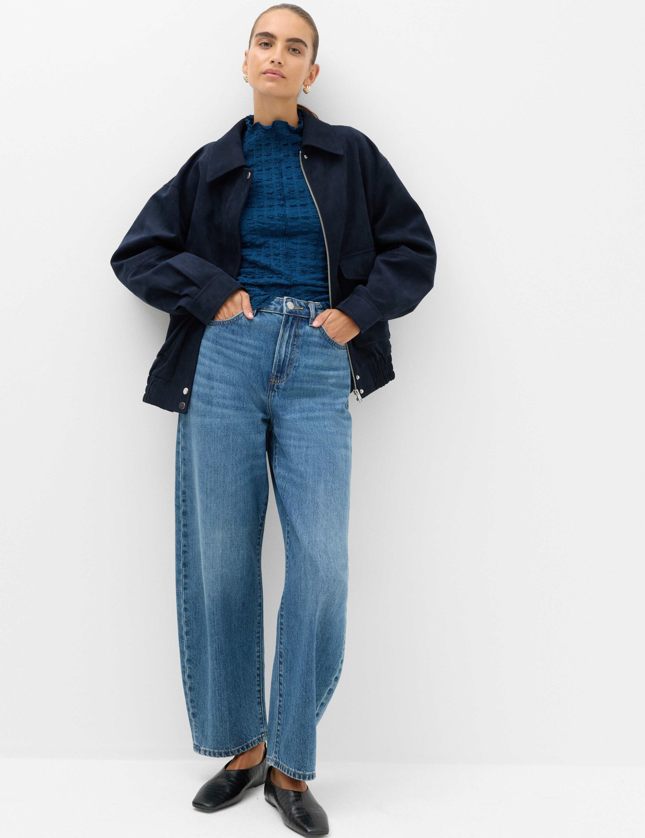 Long Sleeve Funnel Neck Textured Top 3 of 6